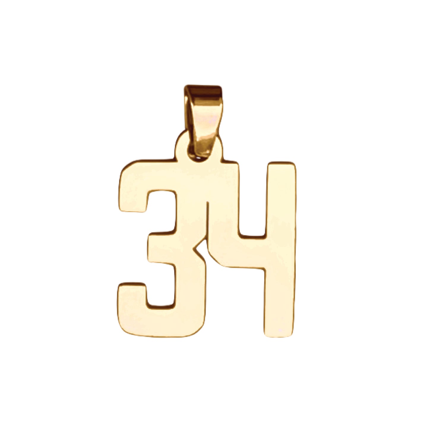Custom Number Pendant Necklace - 14K Gold Plated Stainless Steel