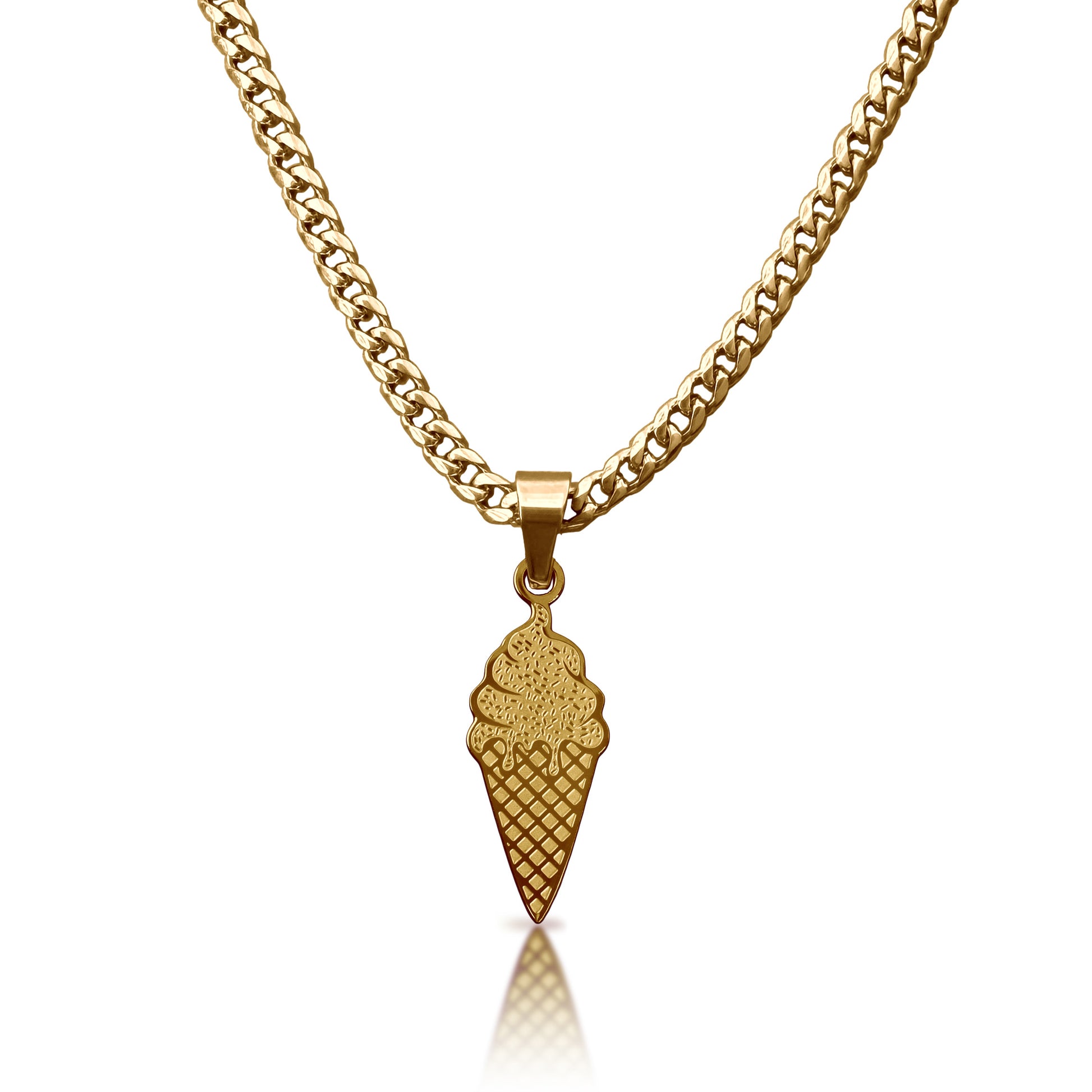 Pro Ice Cream Pendant Necklace - 14K Gold Plated Stainless Steel