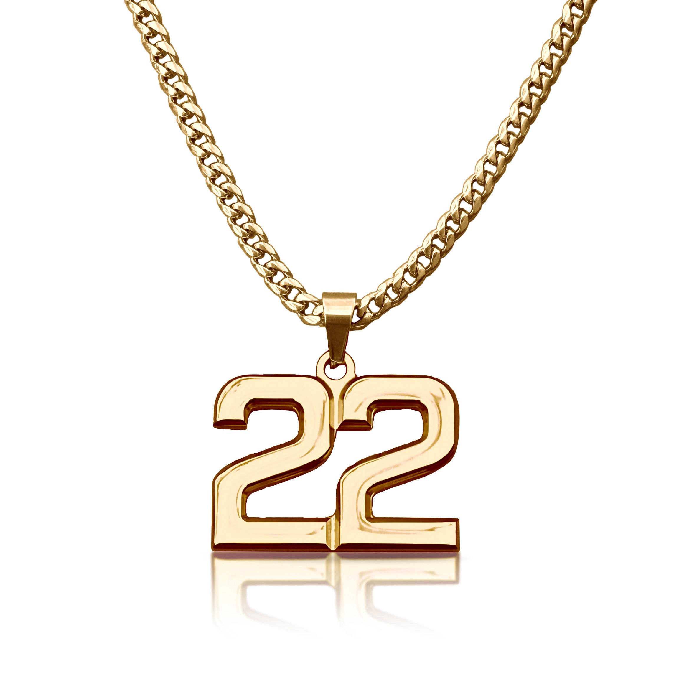 Pro Number Pendant Necklace - 14K Gold Plated Stainless Steel