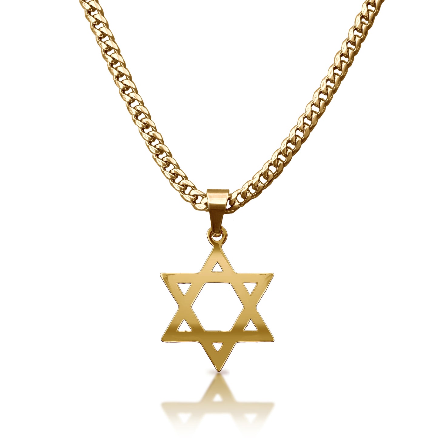 Pro Star of David Pendant Necklace - 14K Gold Plated Stainless Steel