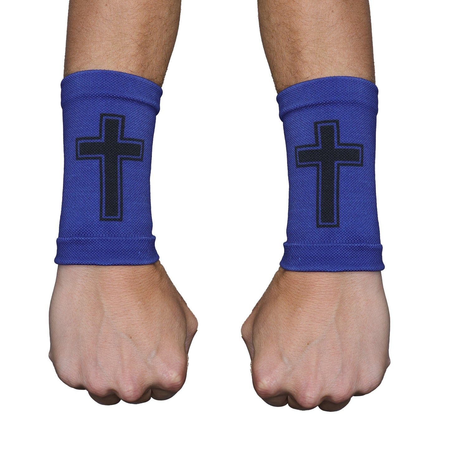 Faith Cross Blue Wrist Support Sleeves