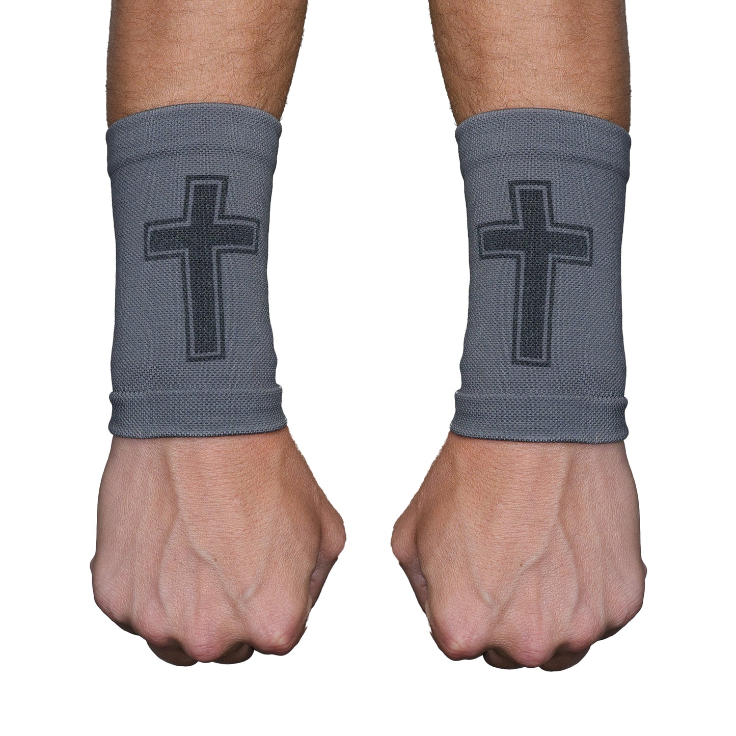 Faith Cross Grey Wrist Support Sleeves