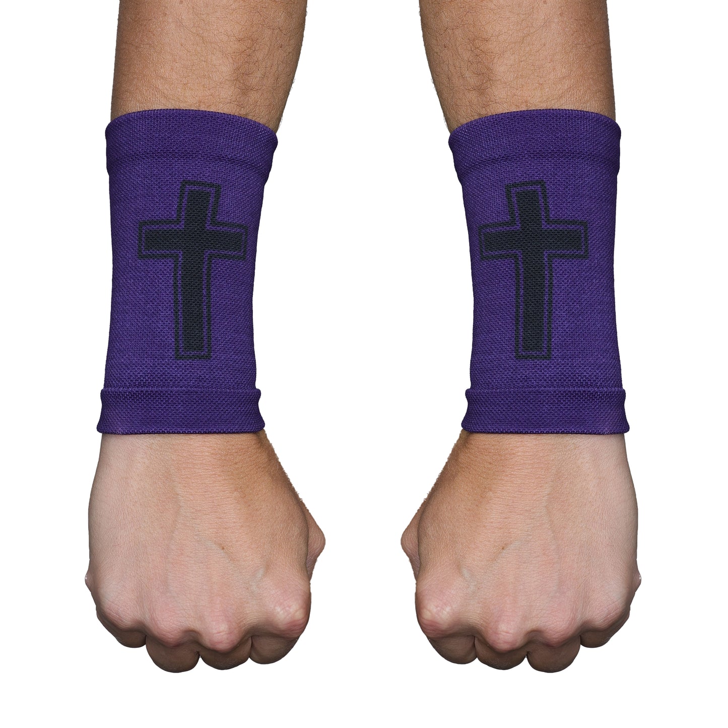 Faith Cross Purple Wrist Support Sleeves