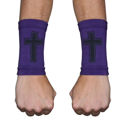 Faith Cross Purple Wrist Support Sleeves