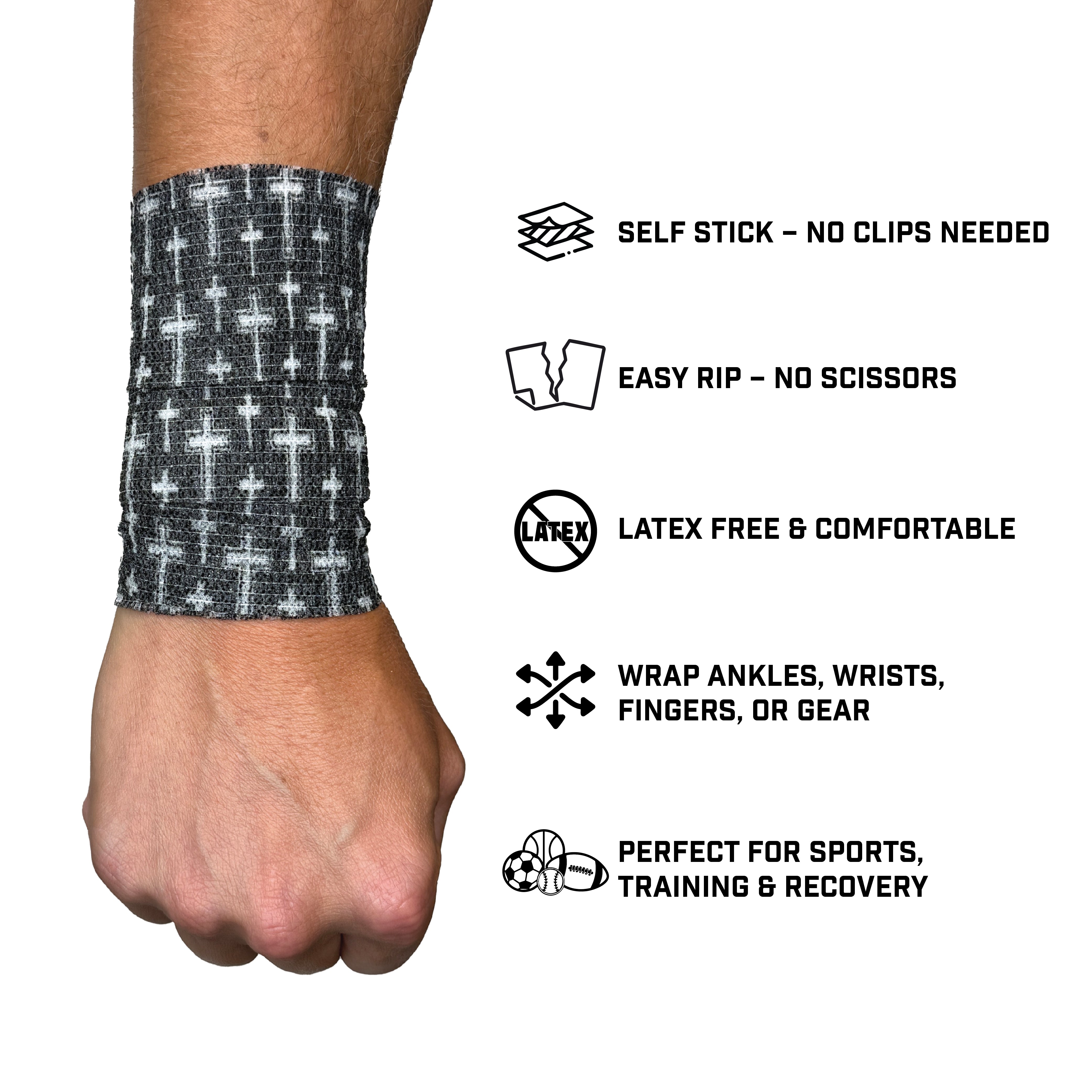 Faith Cross Black Self Stick Athletic Tape