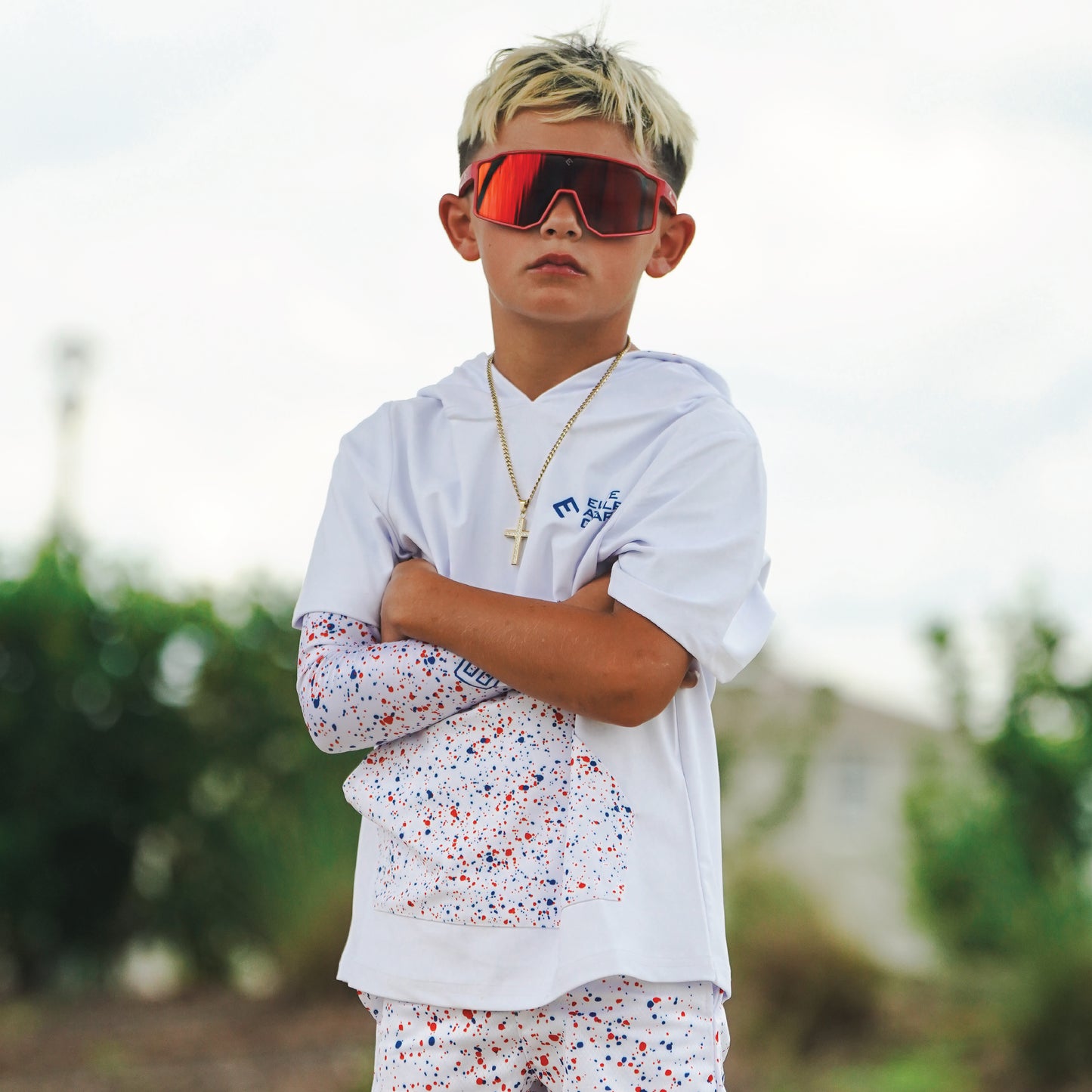 Red, White & Relentless Short Sleeve Hoodie