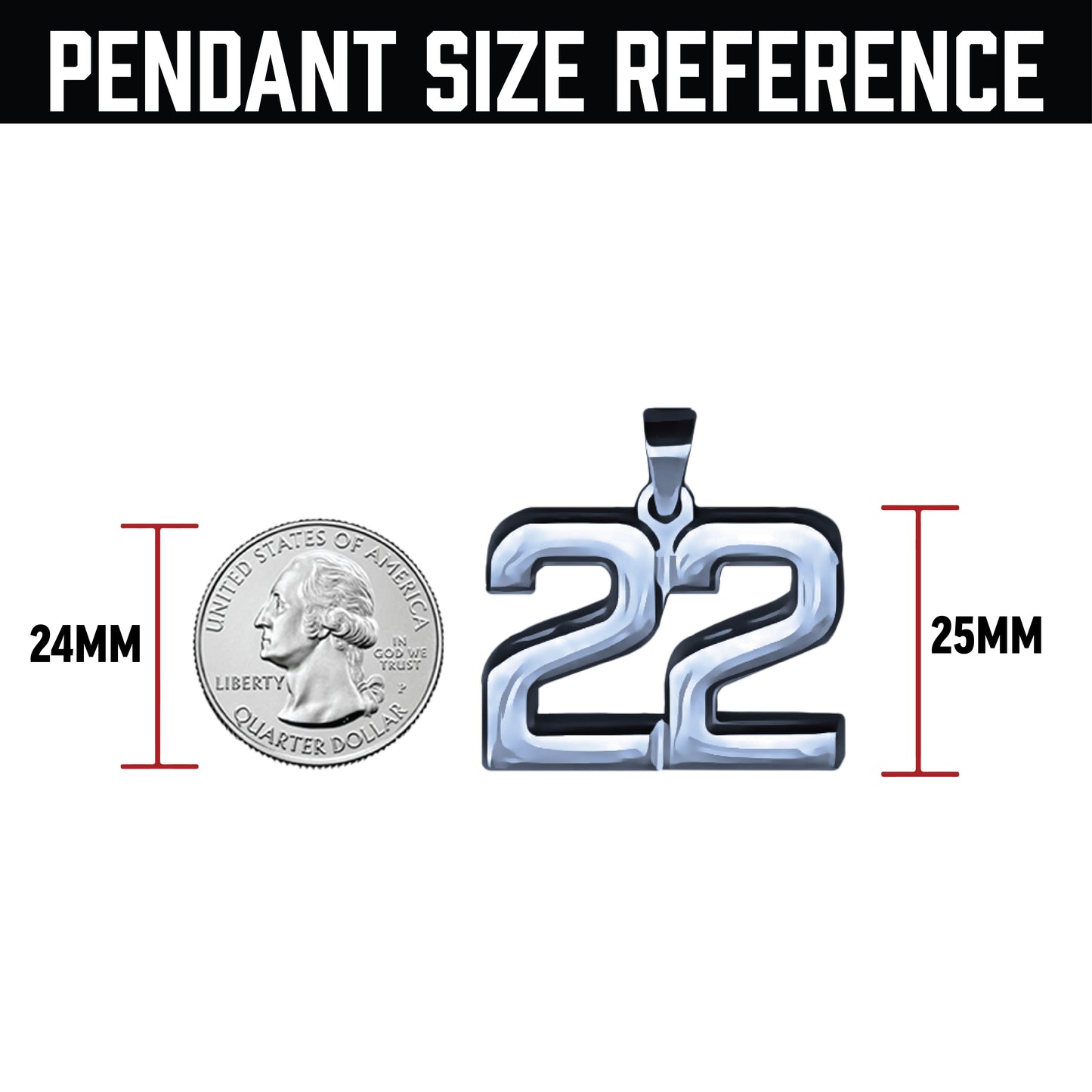 Pro Number Pendant - Stainless Steel