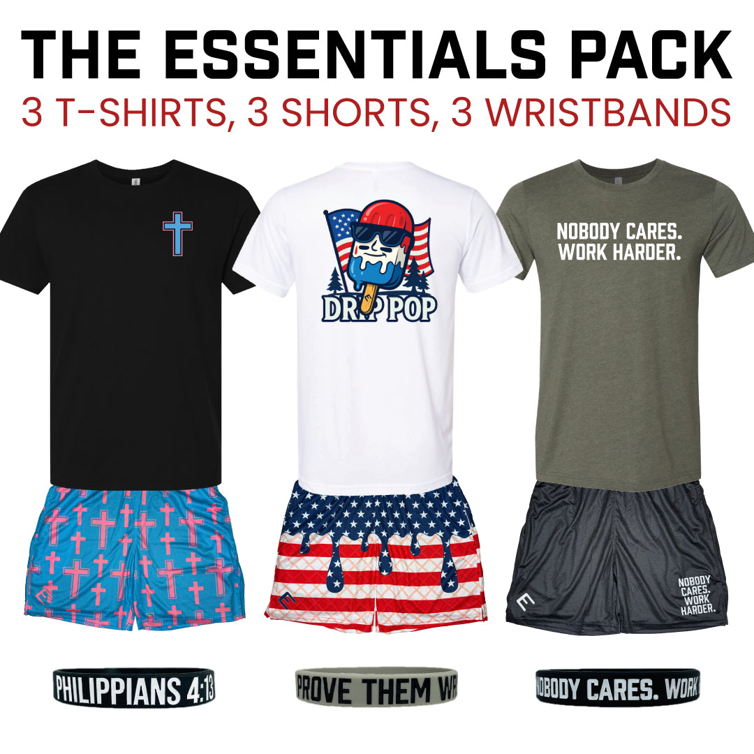 The Essentials Pack | 3 T-Shirts, 3 Shorts, 3 Wristbands