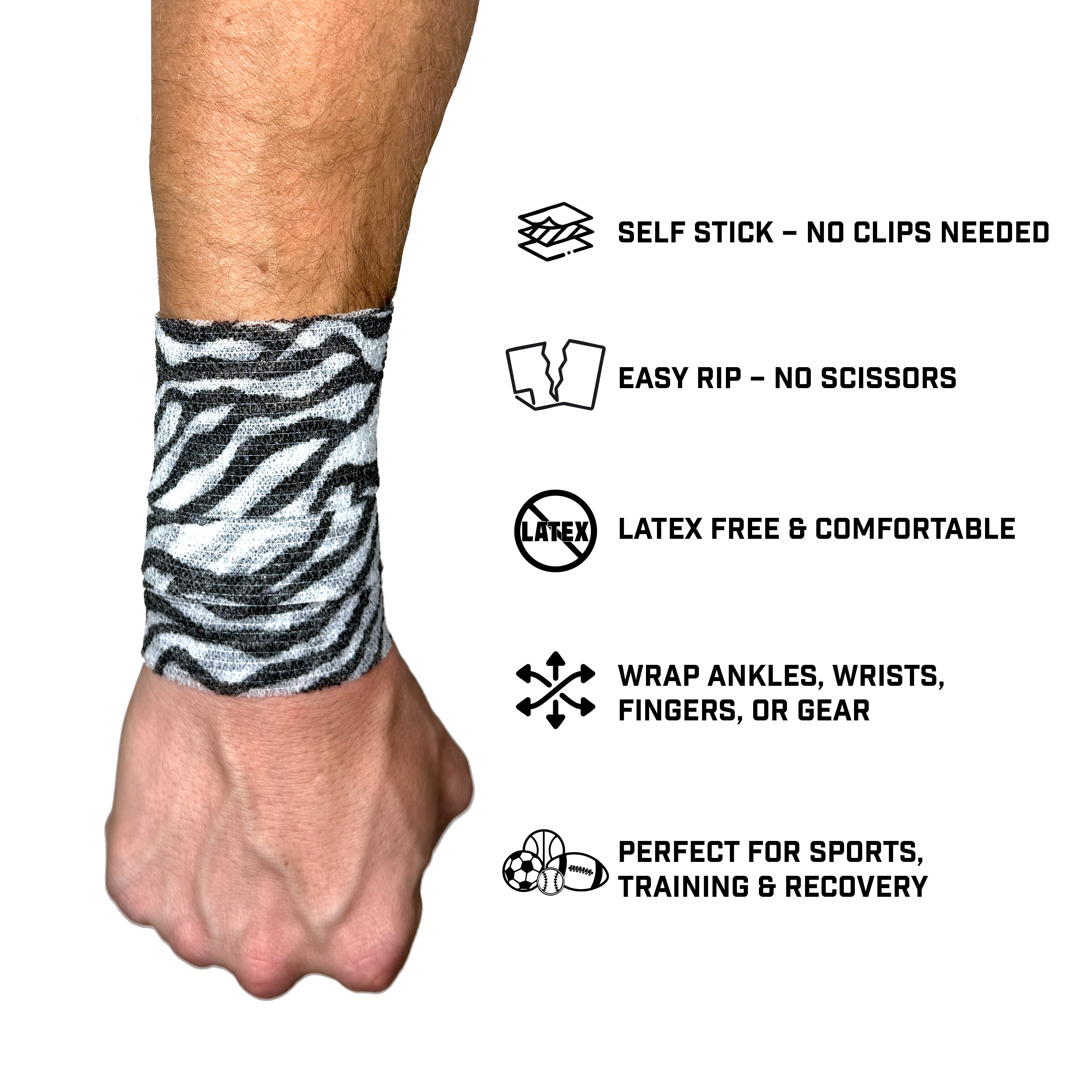 Zebra Self Stick Athletic Tape