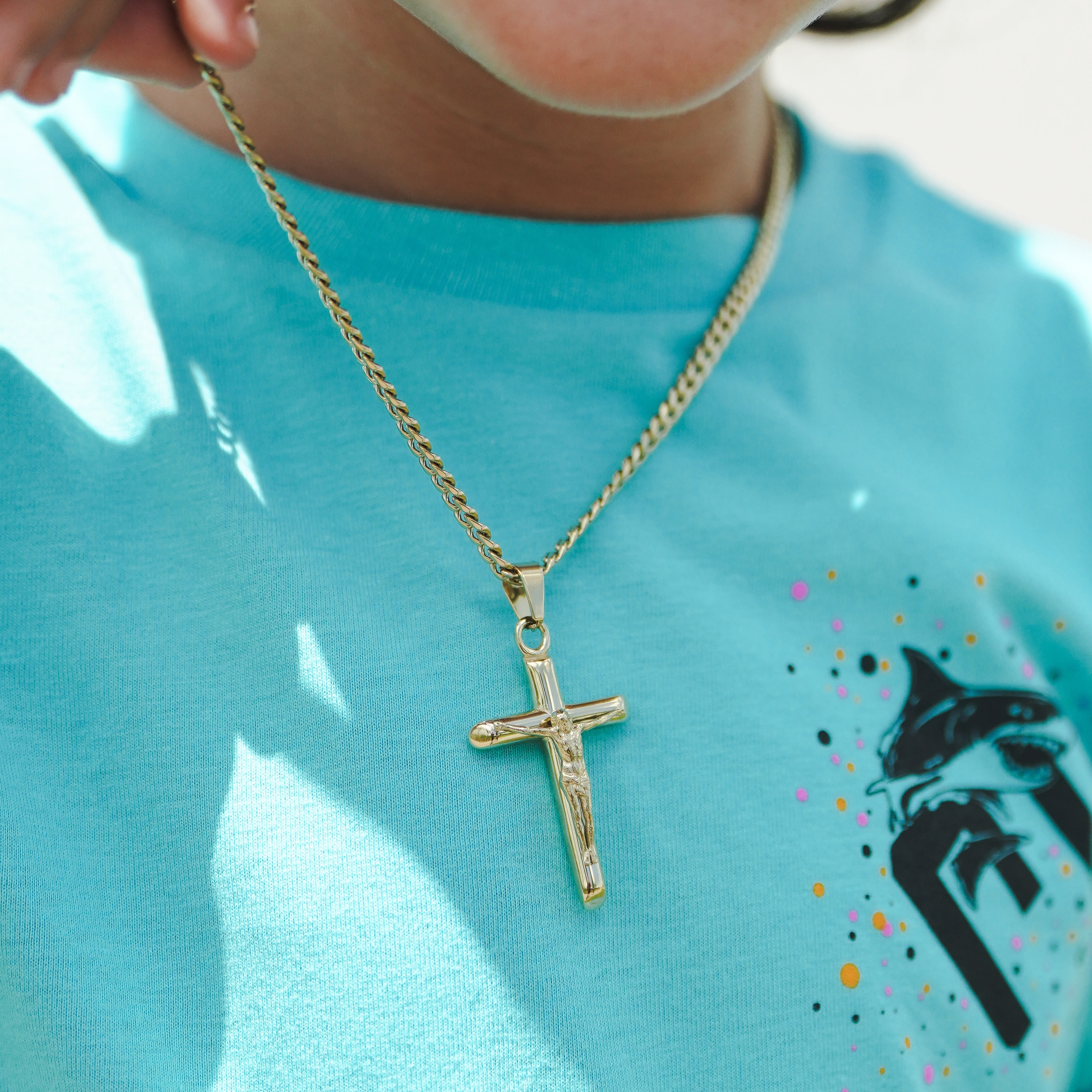 Pro Crucifix Pendant Necklace Pendant Necklace - 14K Gold Plated Stainless Steel
