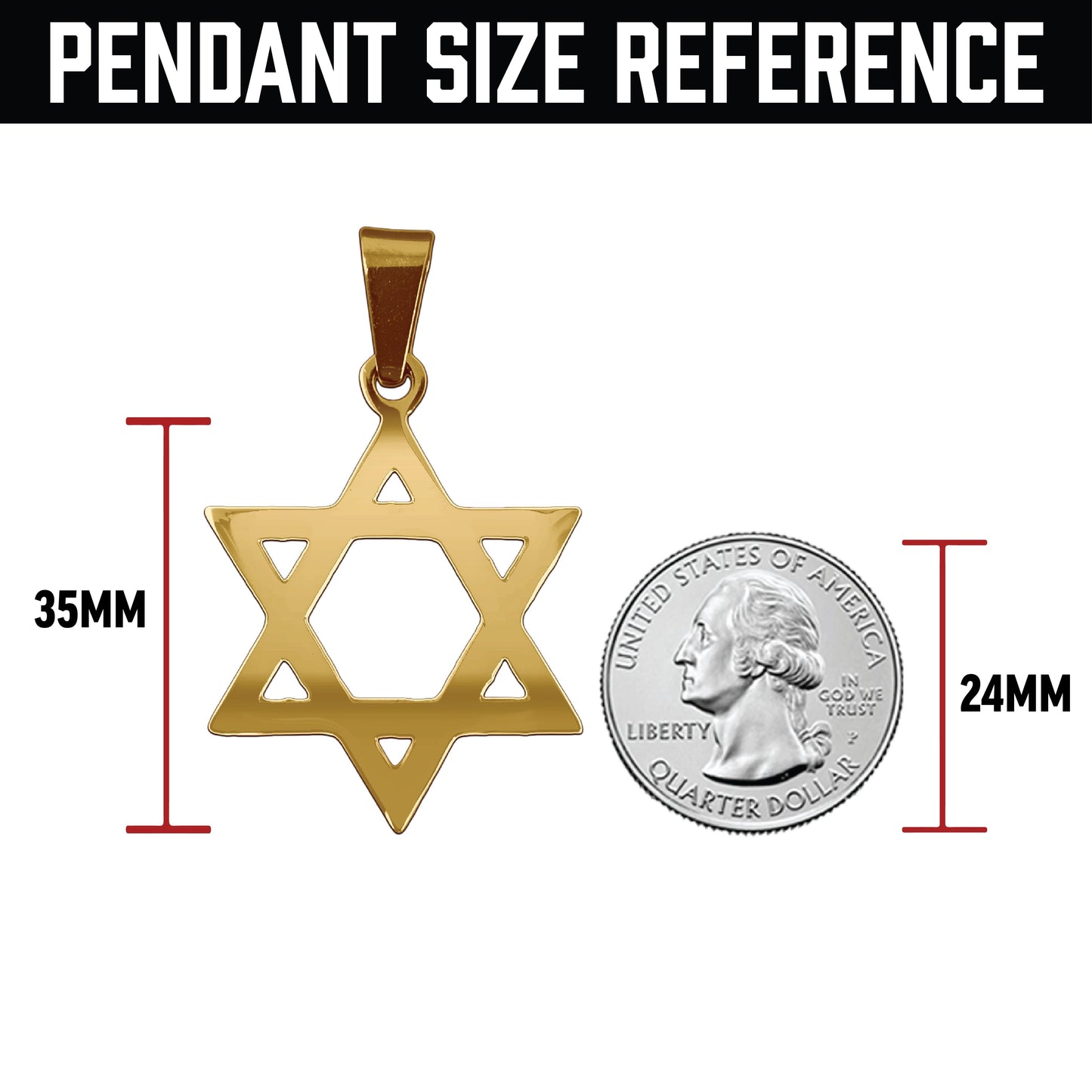 Pro Star of David Pendant Necklace - 14K Gold Plated Stainless Steel