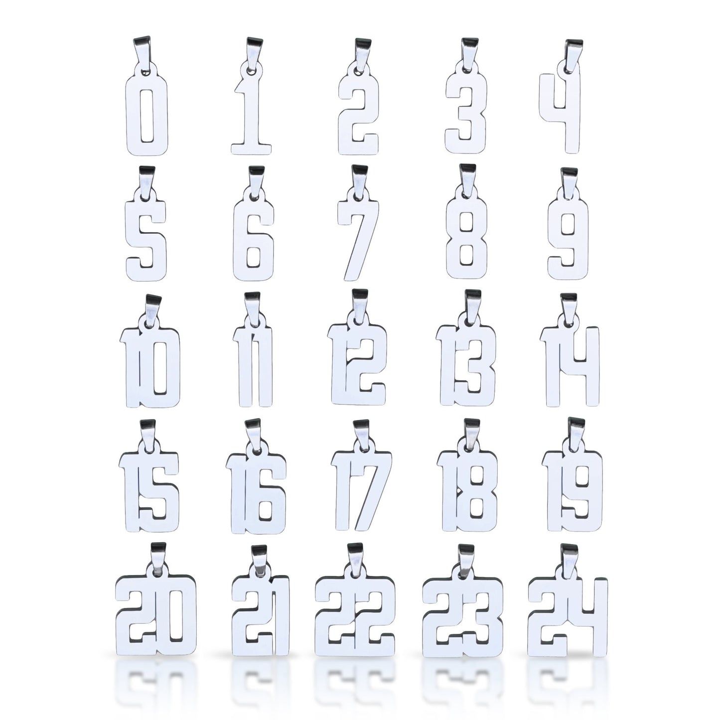 Custom Number Pendant Necklace - Stainless Steel