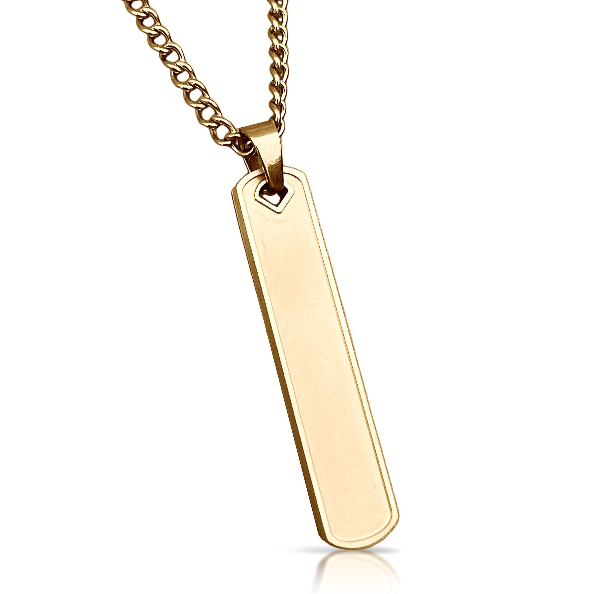 Bar Pendant Necklace - 14K Gold Plated Stainless Steel