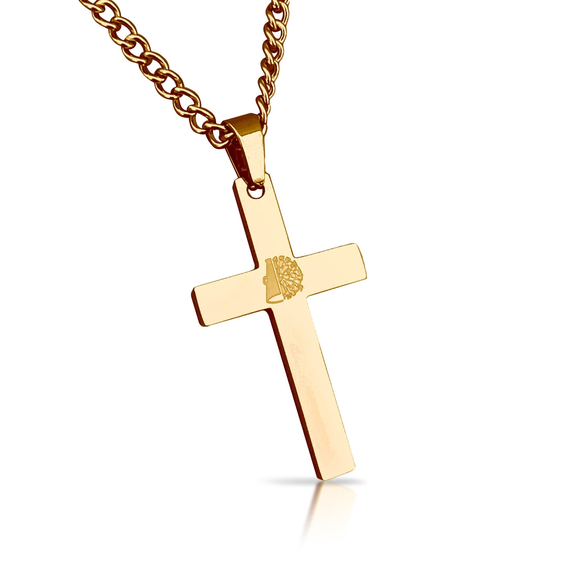 Cheerleading Cross Pendant Necklace - 14K Gold Plated Stainless Steel