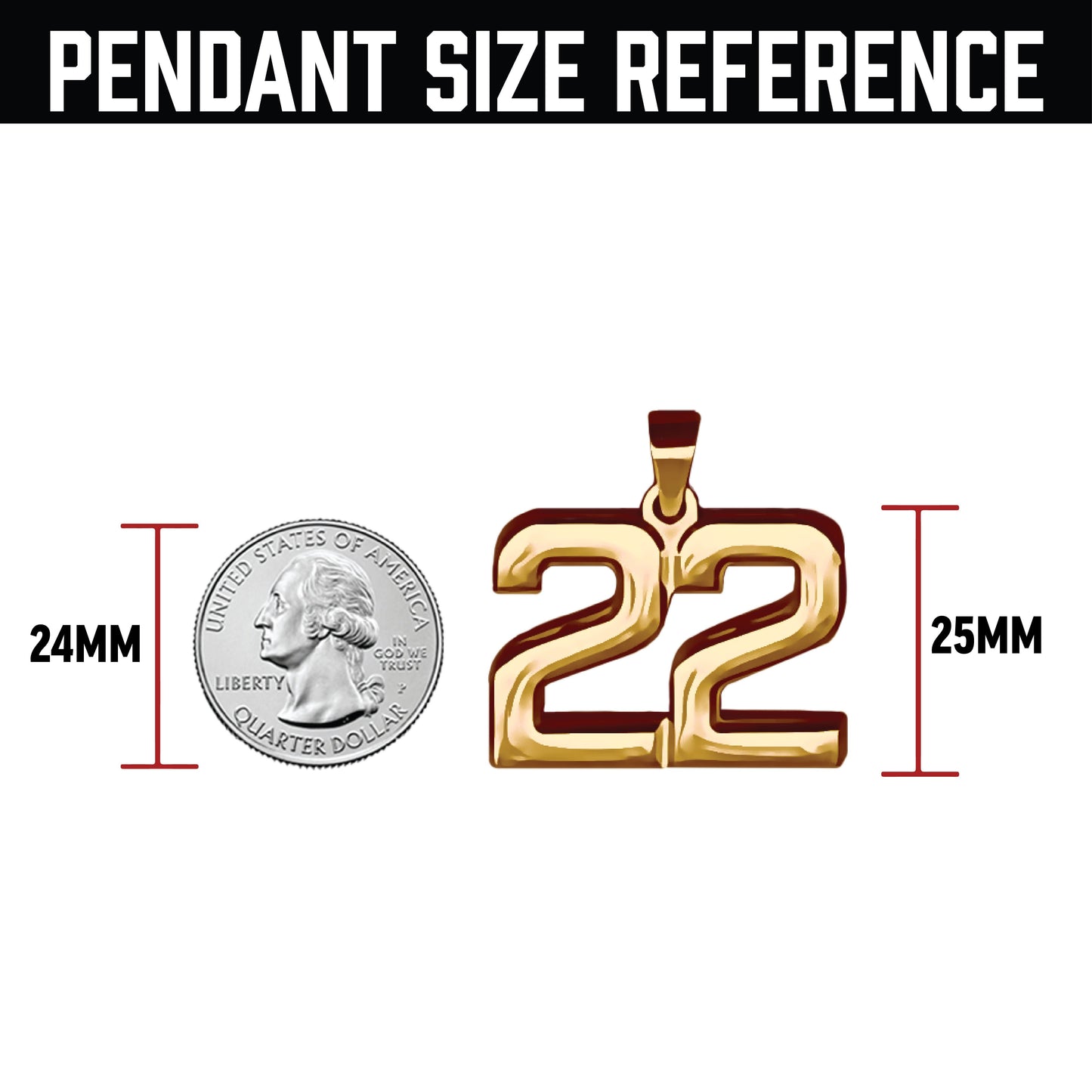Pro Number Pendant - 14K Gold Plated Stainless Steel