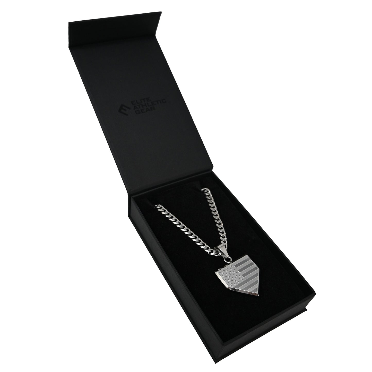 Pro USA Flag Home Plate Pendant - Stainless Steel