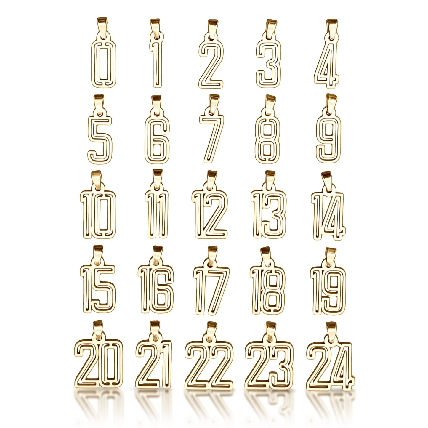 Varsity Number Pendant Necklace - 14K Gold Plated Stainless Steel