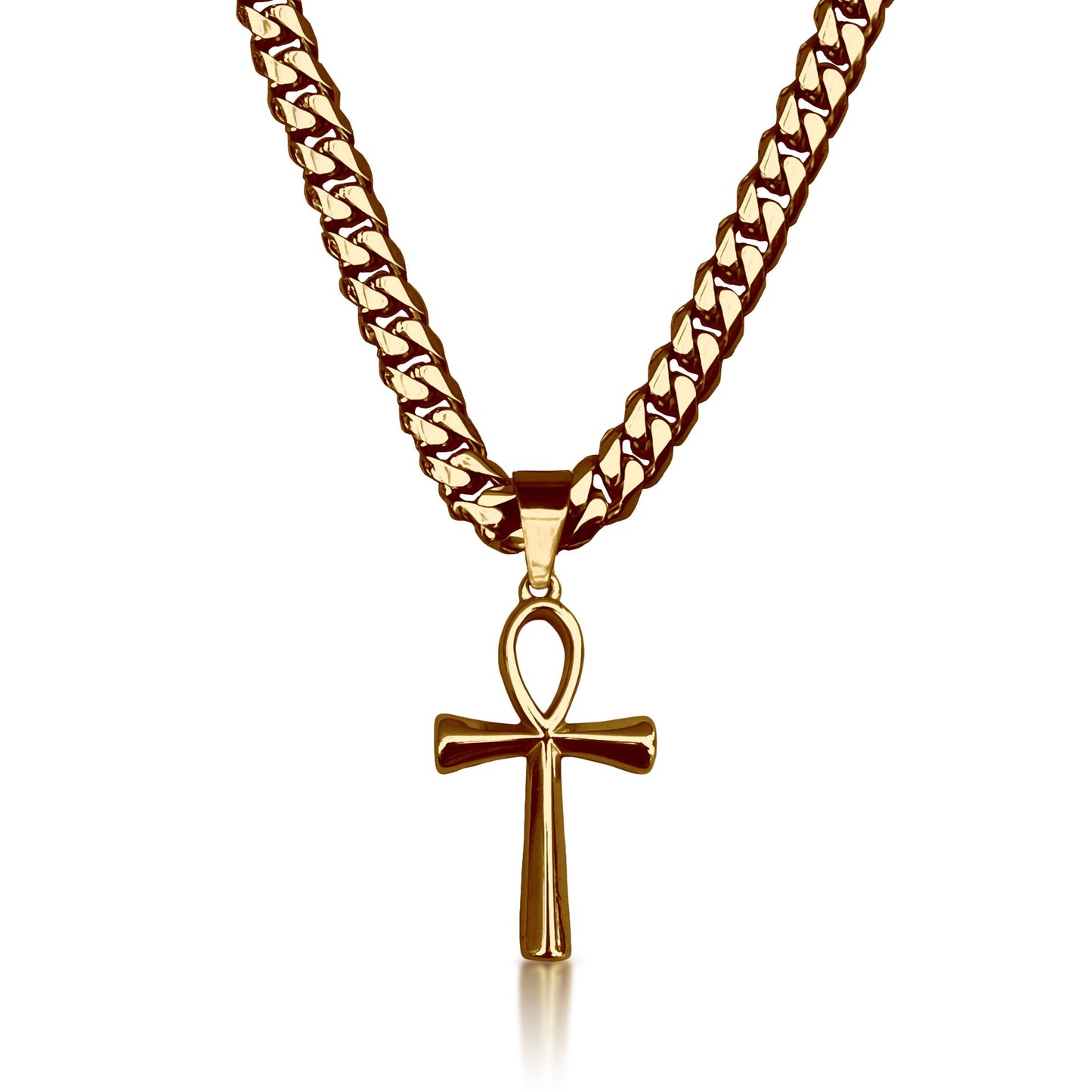 Pro Ankh Cross Pendant Necklace - 14K Gold Plated Stainless Steel