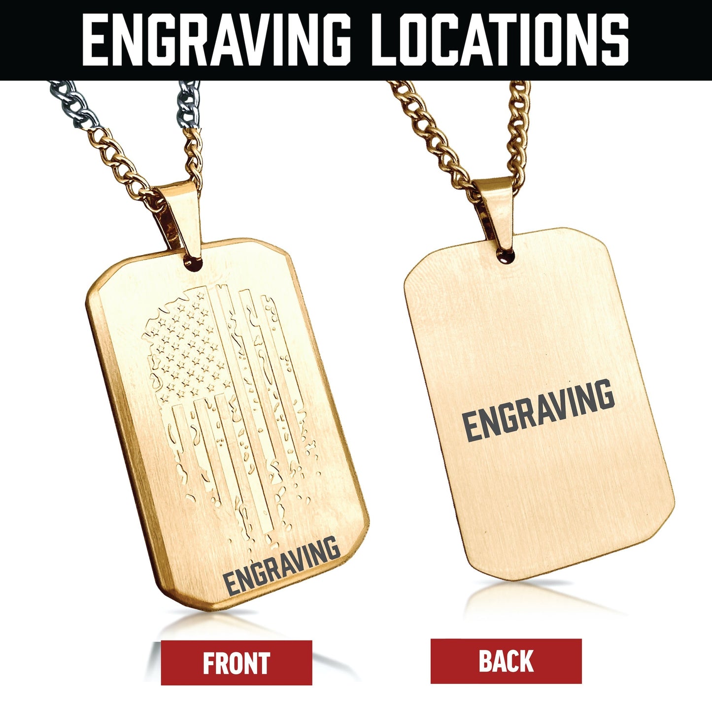 Patriot Pendant Necklace - 14K Gold Plated Stainless Steel