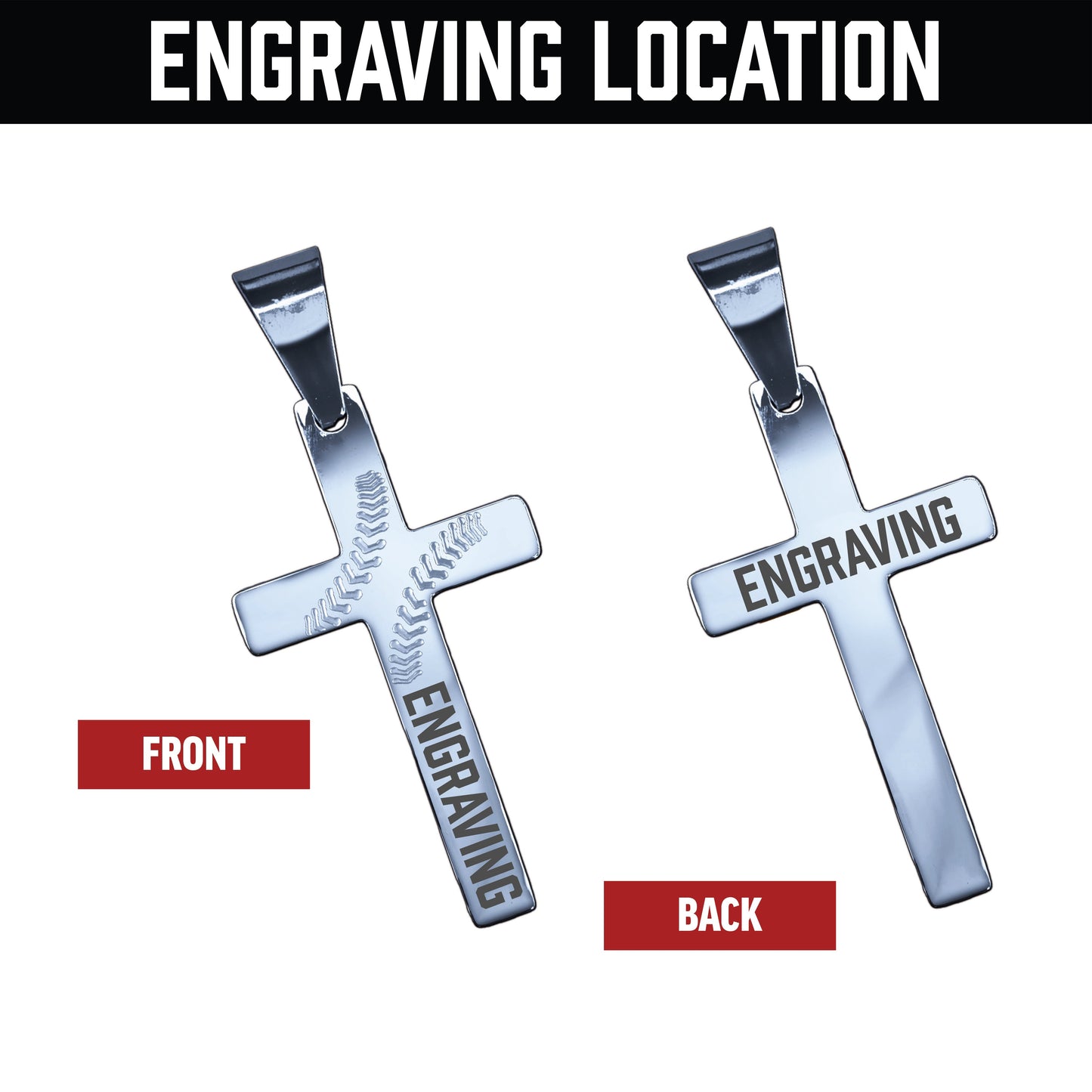 Pro Baseball Cross Pendant Necklace - Stainless Steel
