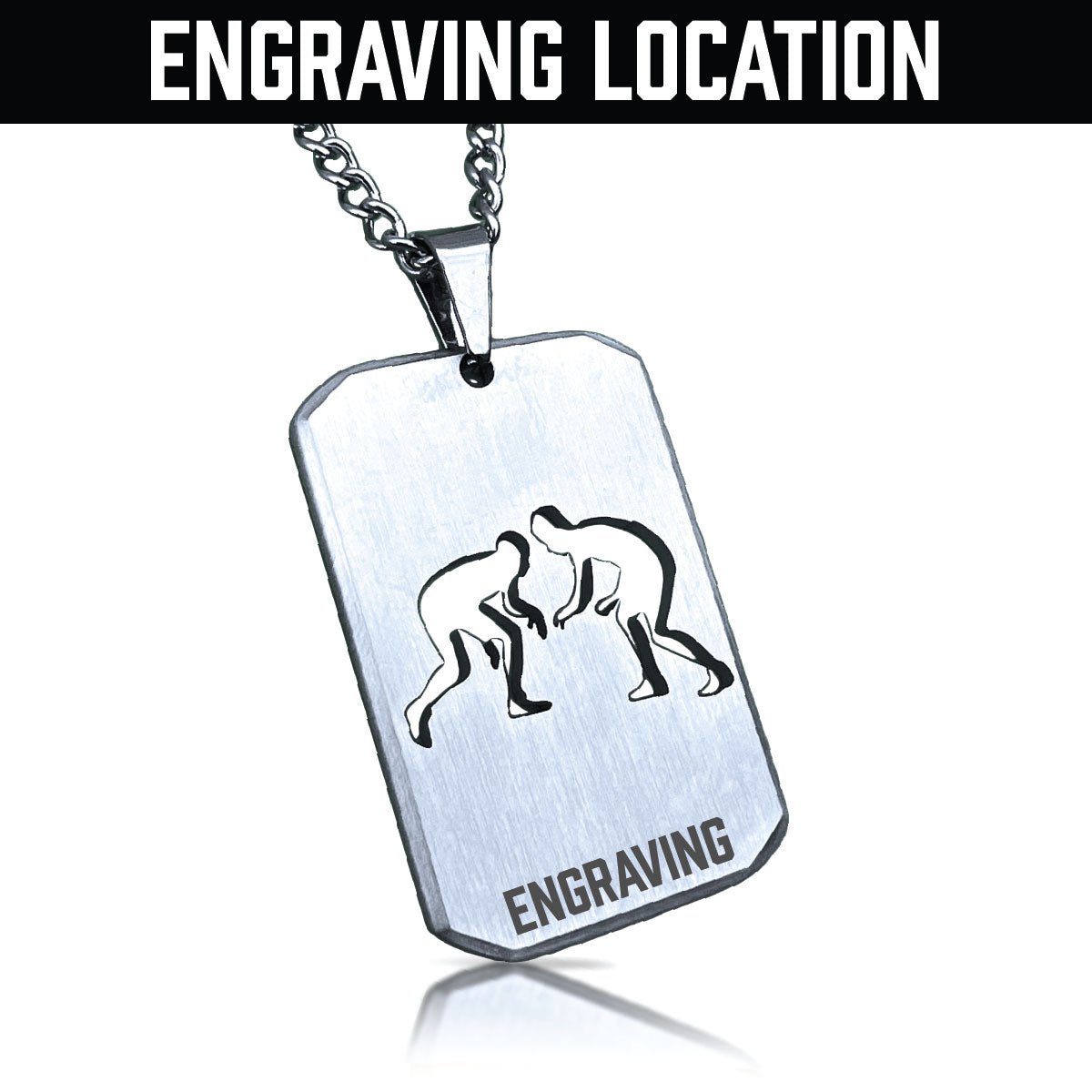 Wrestling Cut Out Pendant Necklace - Stainless Steel