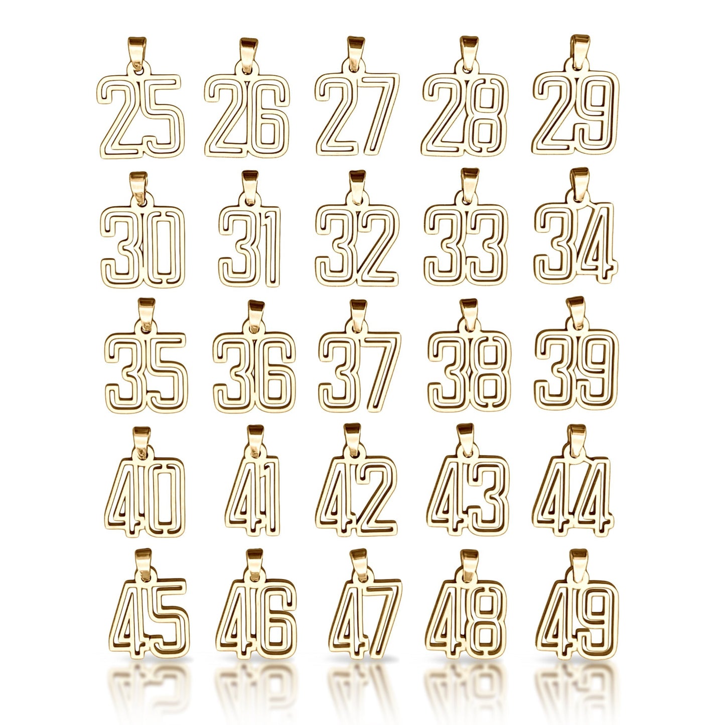 Varsity Number Pendant Necklace - 14K Gold Plated Stainless Steel