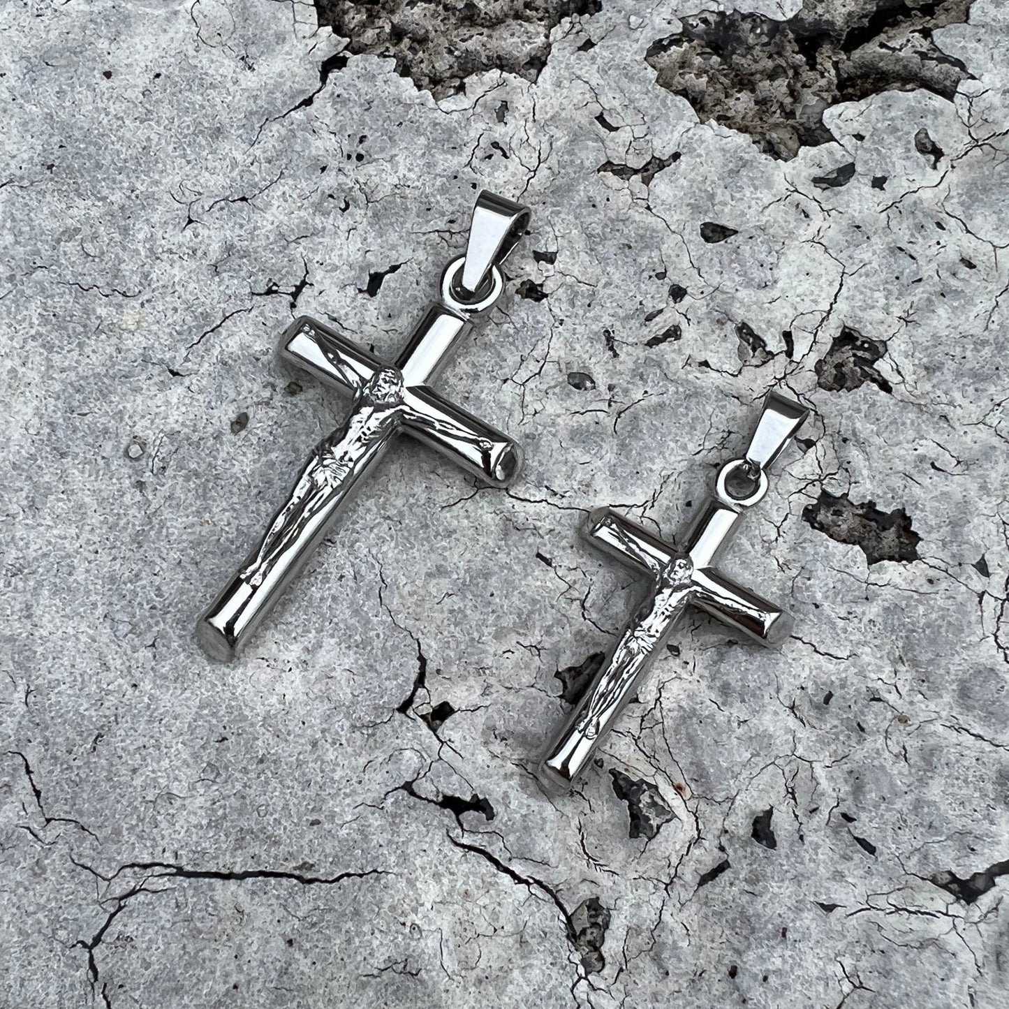 Crucifix Pendant Necklace - Stainless Steel