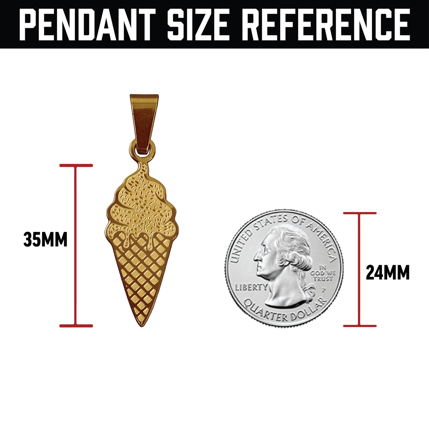Pro Ice Cream Pendant Necklace - 14K Gold Plated Stainless Steel