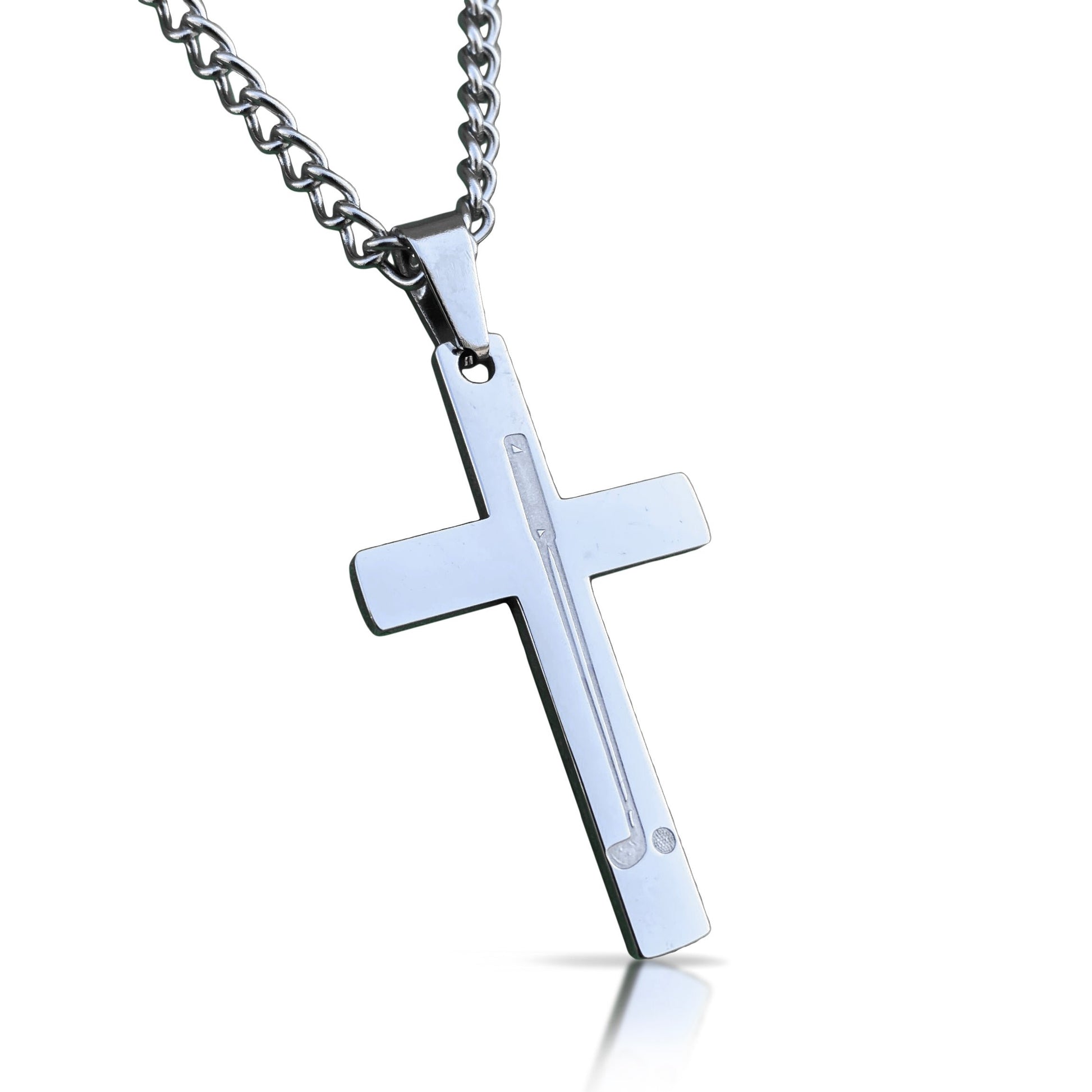 Golf Cross Pendant Necklace - Stainless Steel