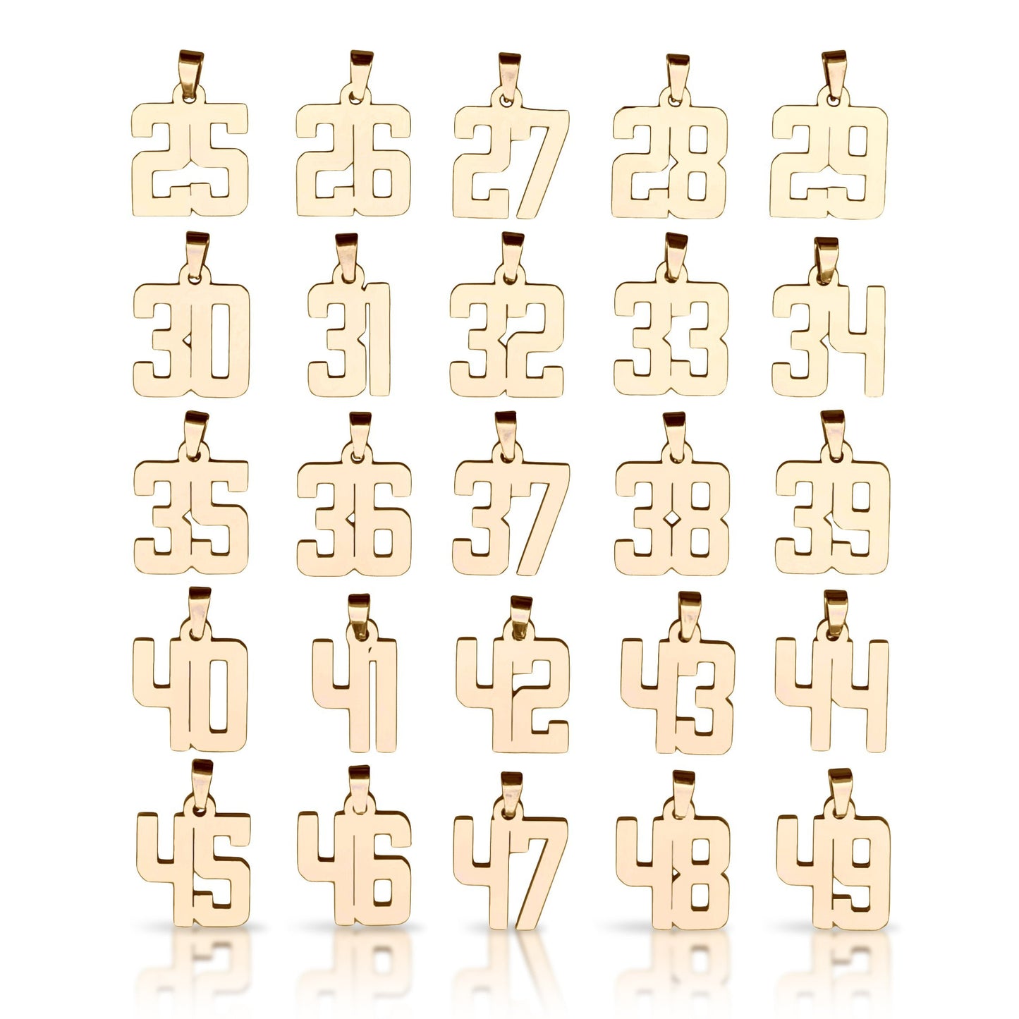 Custom Number Pendant Necklace - 14K Gold Plated Stainless Steel