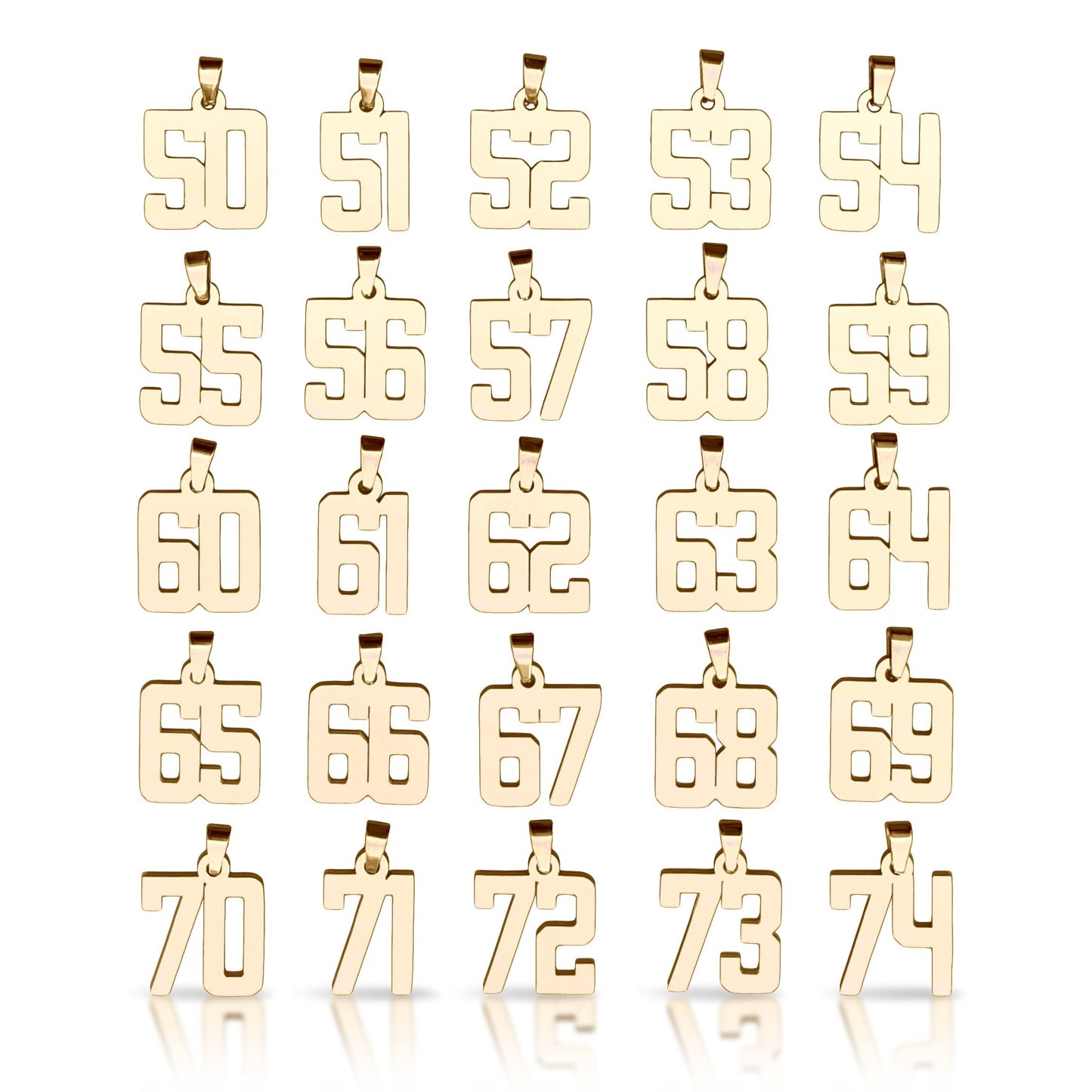 Custom Number Pendant Necklace - 14K Gold Plated Stainless Steel