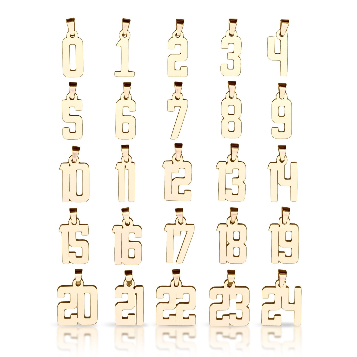 Custom Number Pendant Necklace - 14K Gold Plated Stainless Steel
