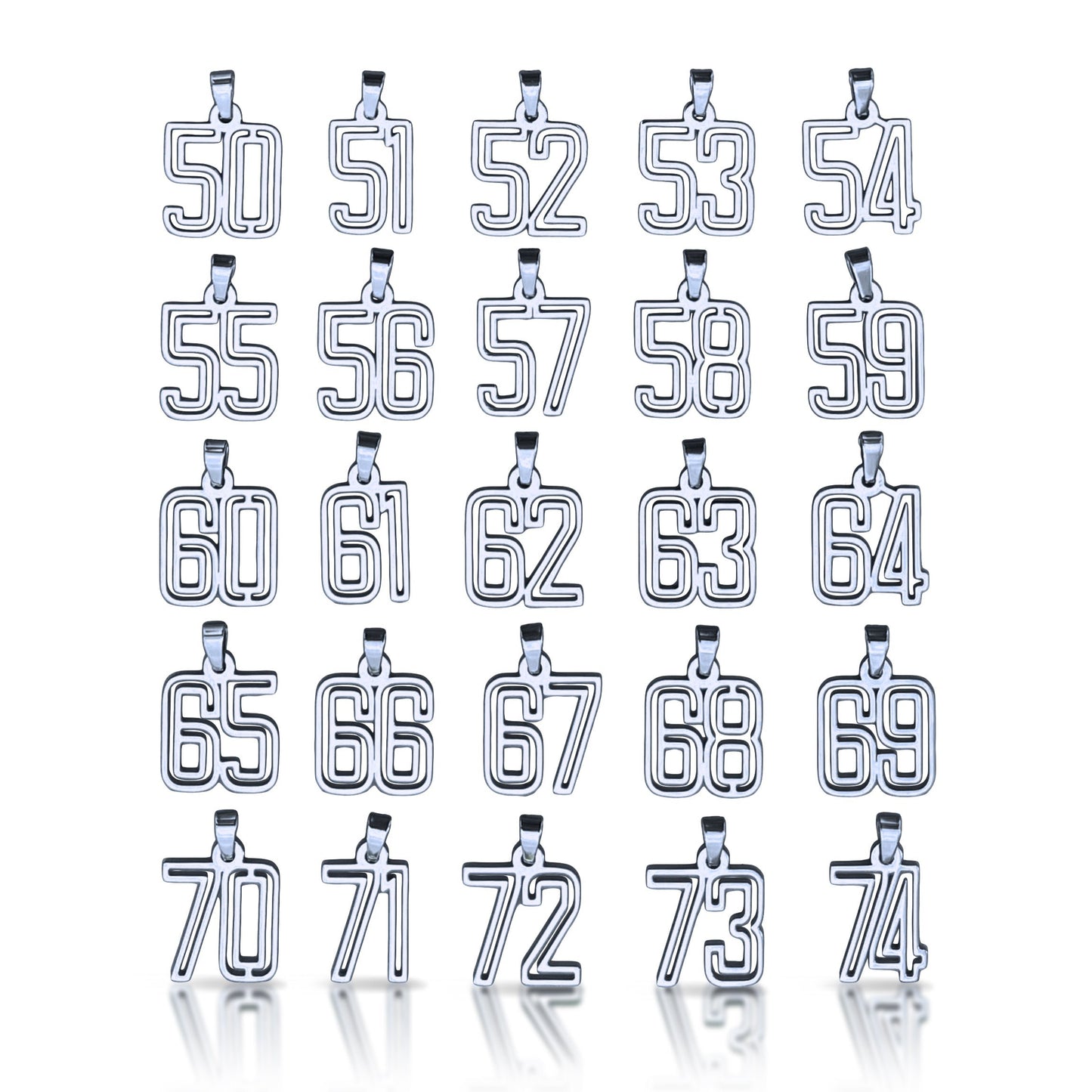 Varsity Number Pendant Necklace - Stainless Steel