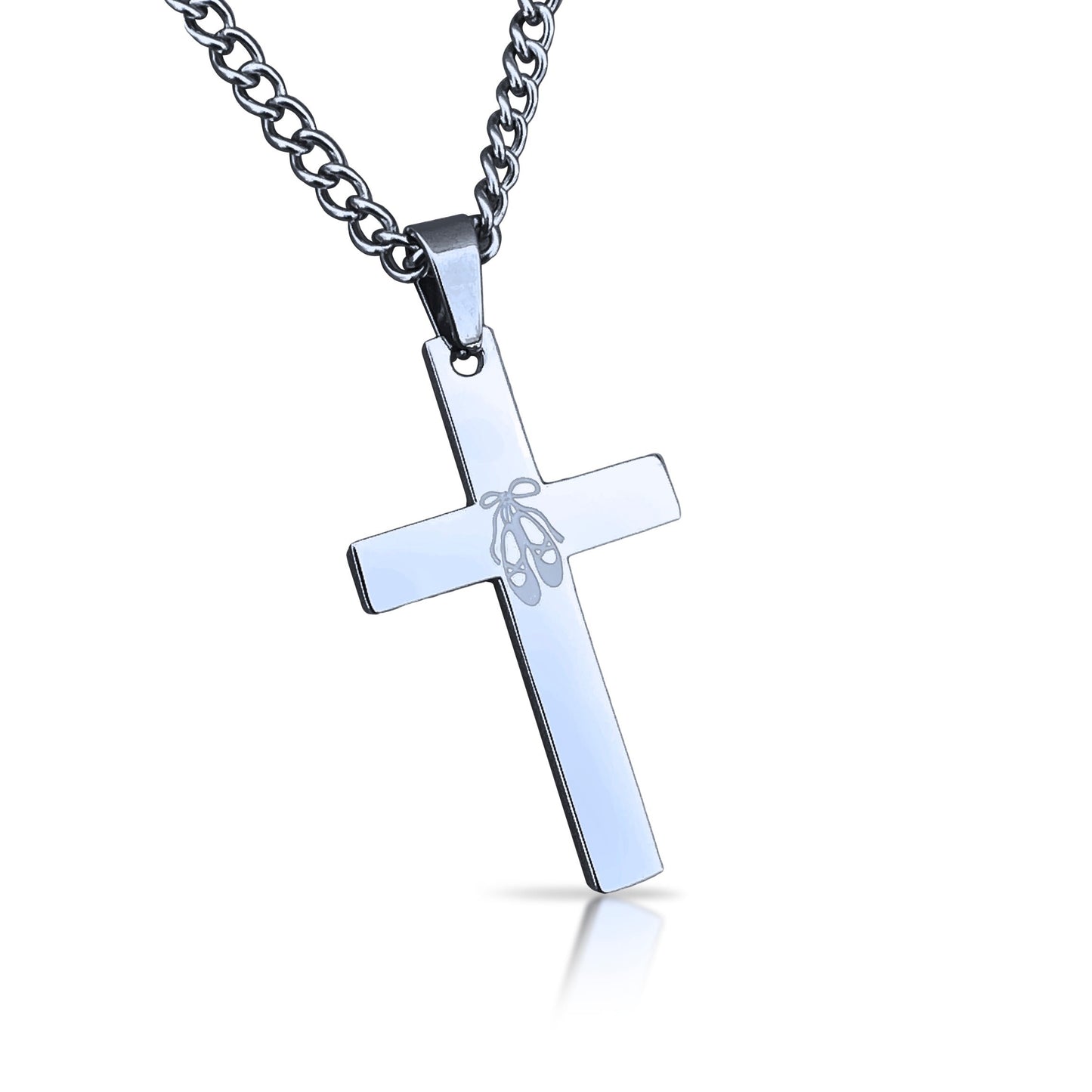Dance Cross Pendant Necklace - Stainless Steel