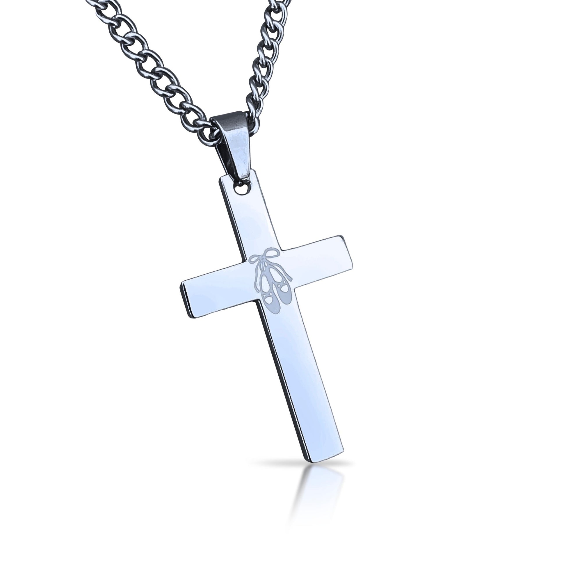 Dance Cross Pendant Necklace - Stainless Steel