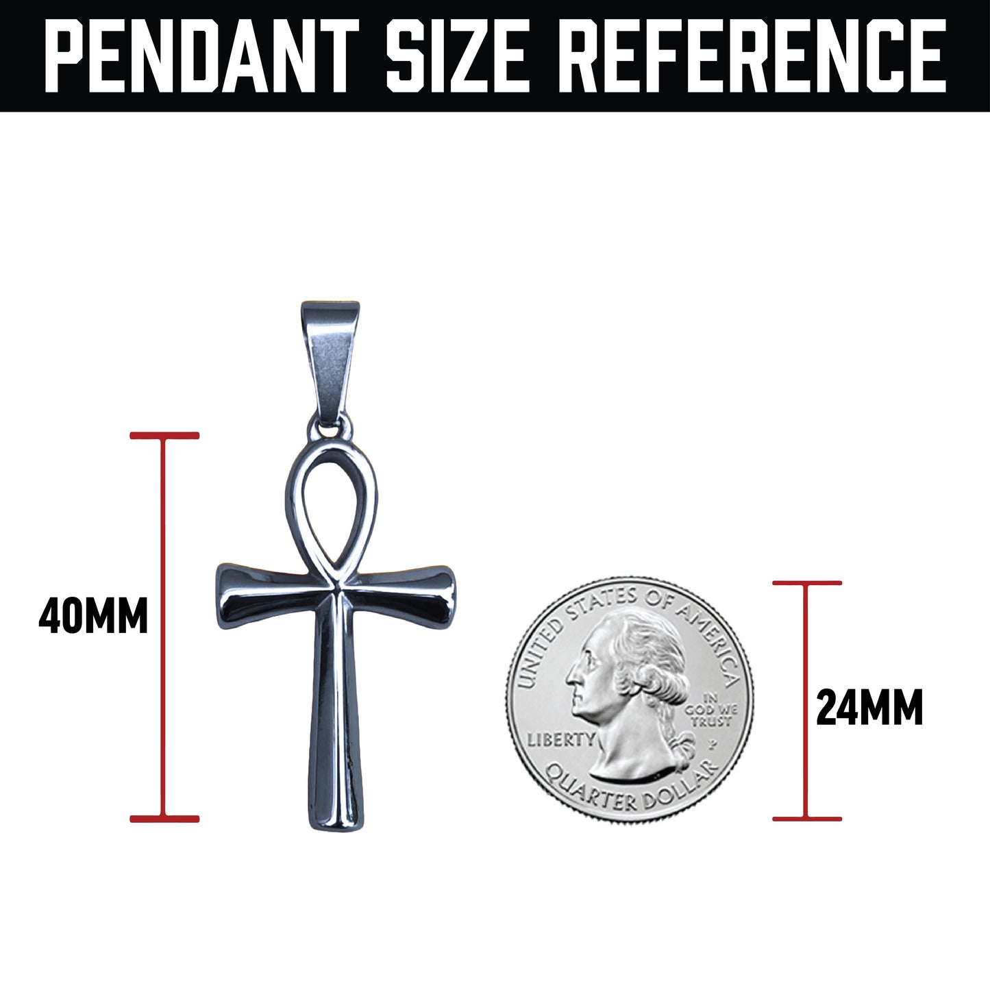 Pro Ankh Cross Pendant Necklace - Stainless Steel
