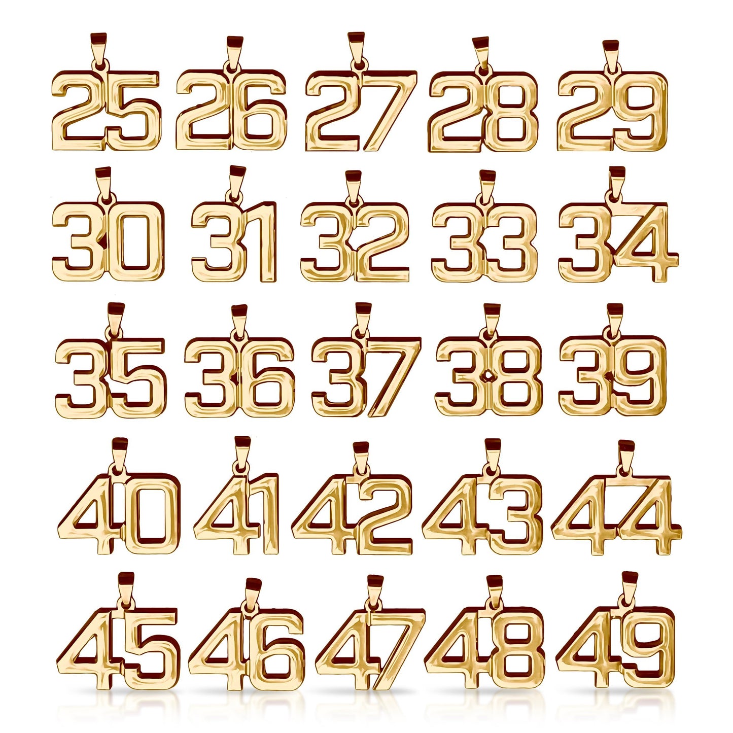Pro Number Pendant - 14K Gold Plated Stainless Steel