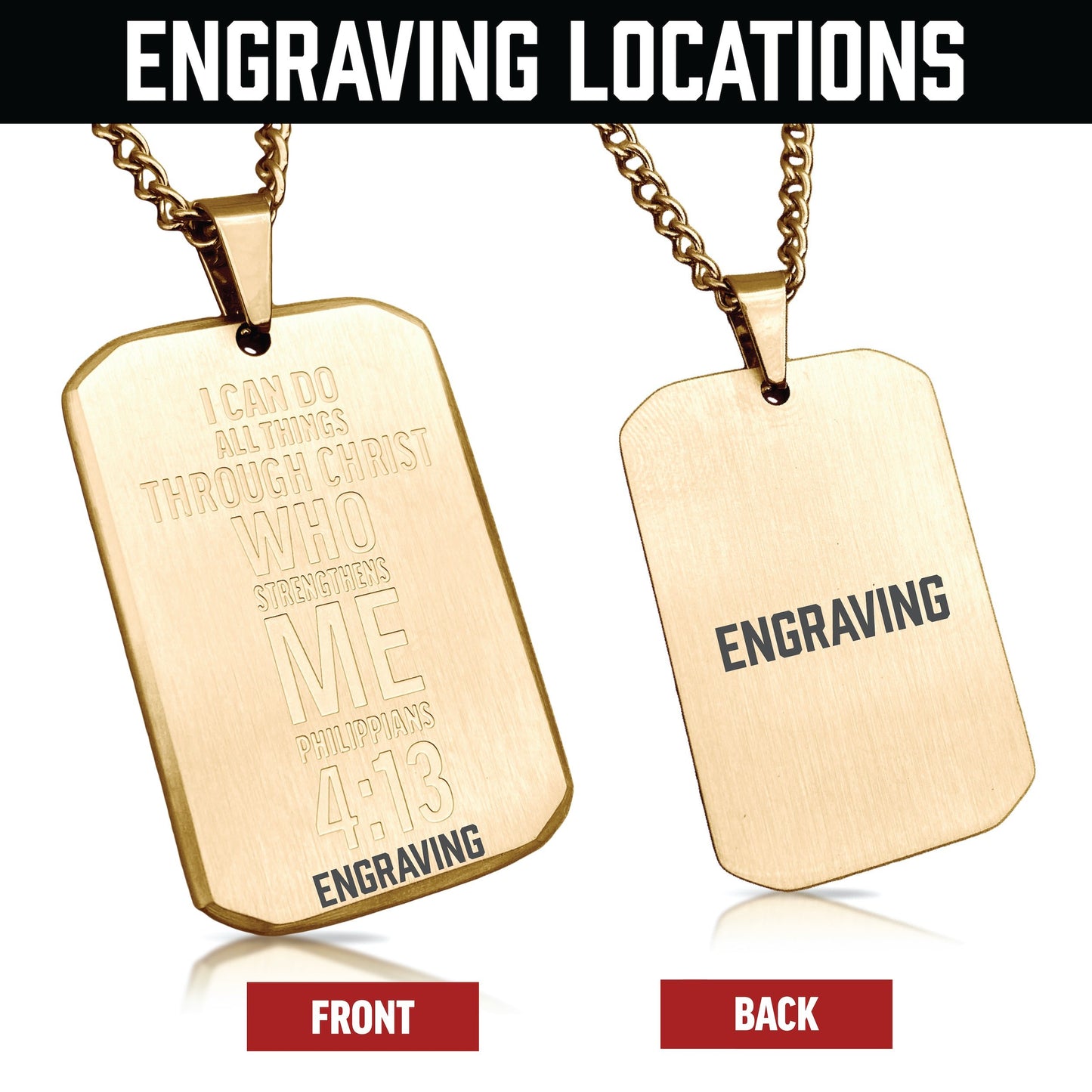 Philippians 4:13 Pendant Necklace - 14K Gold Plated Stainless Steel