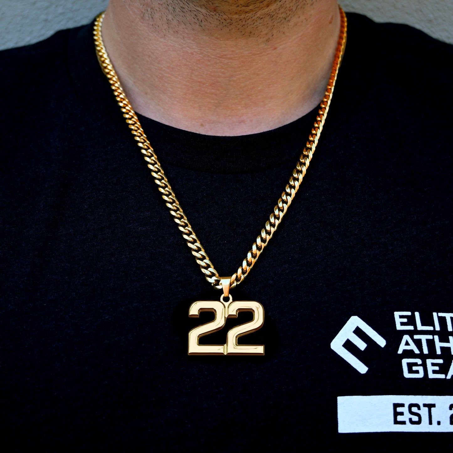 Pro Number Pendant - 14K Gold Plated Stainless Steel