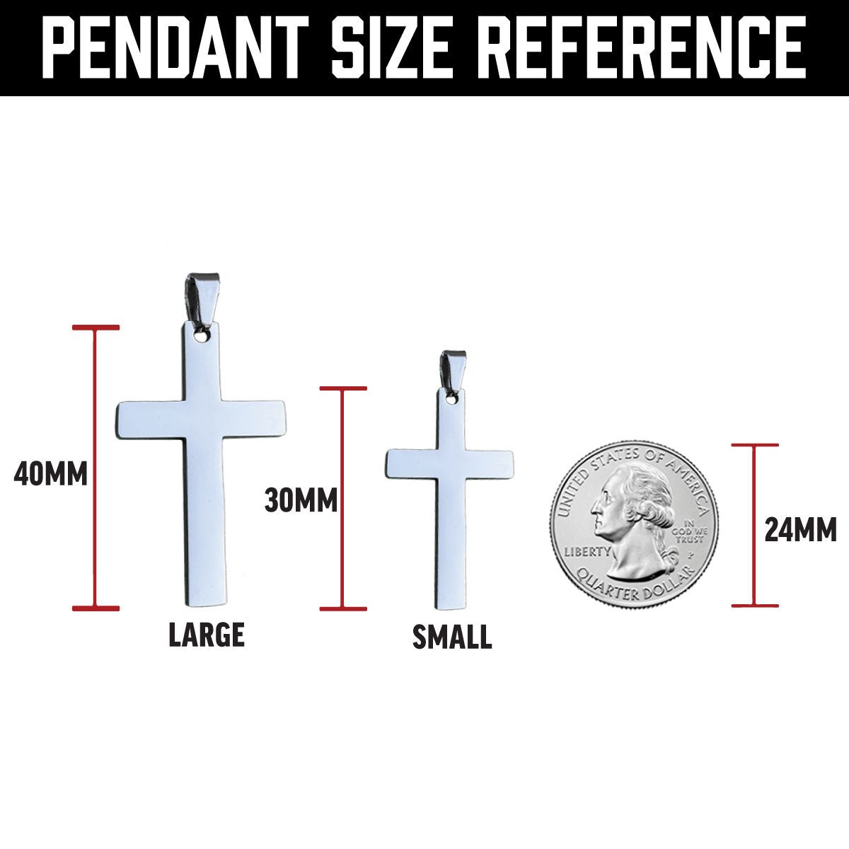 Cross Pendant Necklace - Stainless Steel