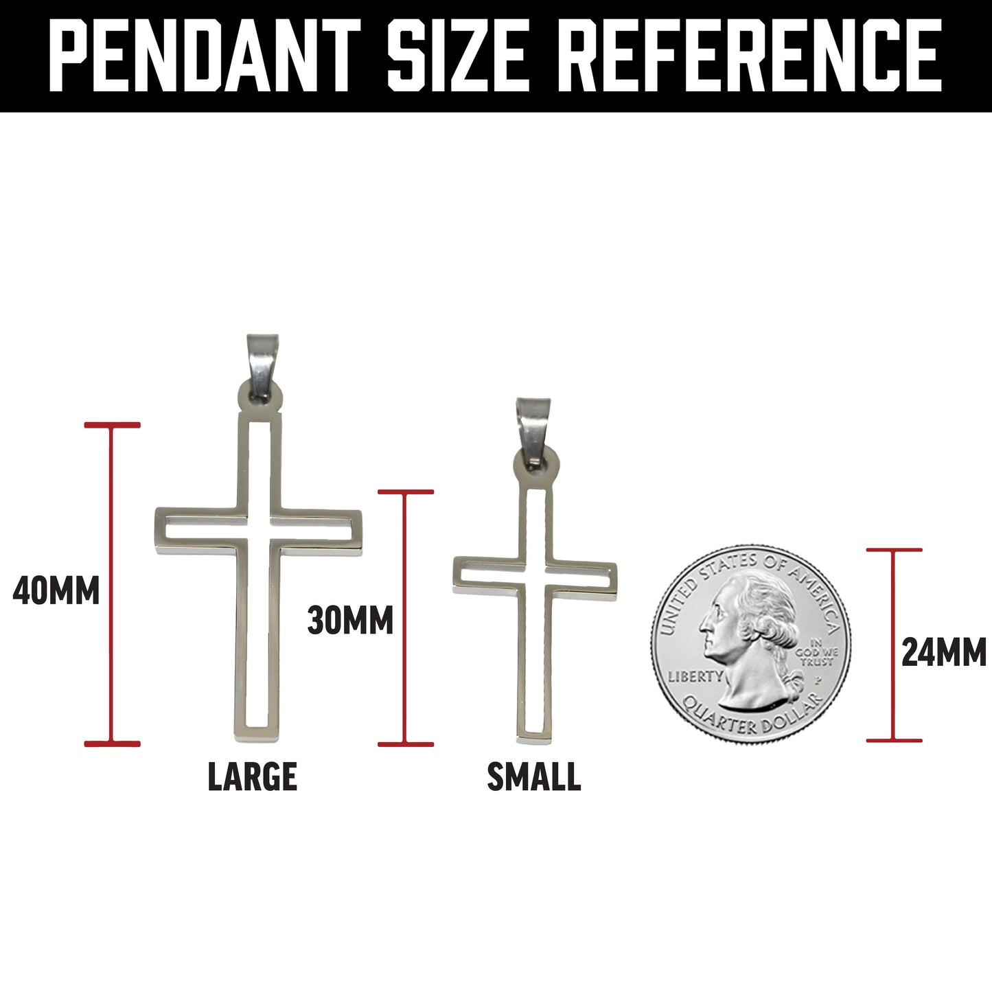 Varsity Cross Pendant Necklace - Stainless Steel