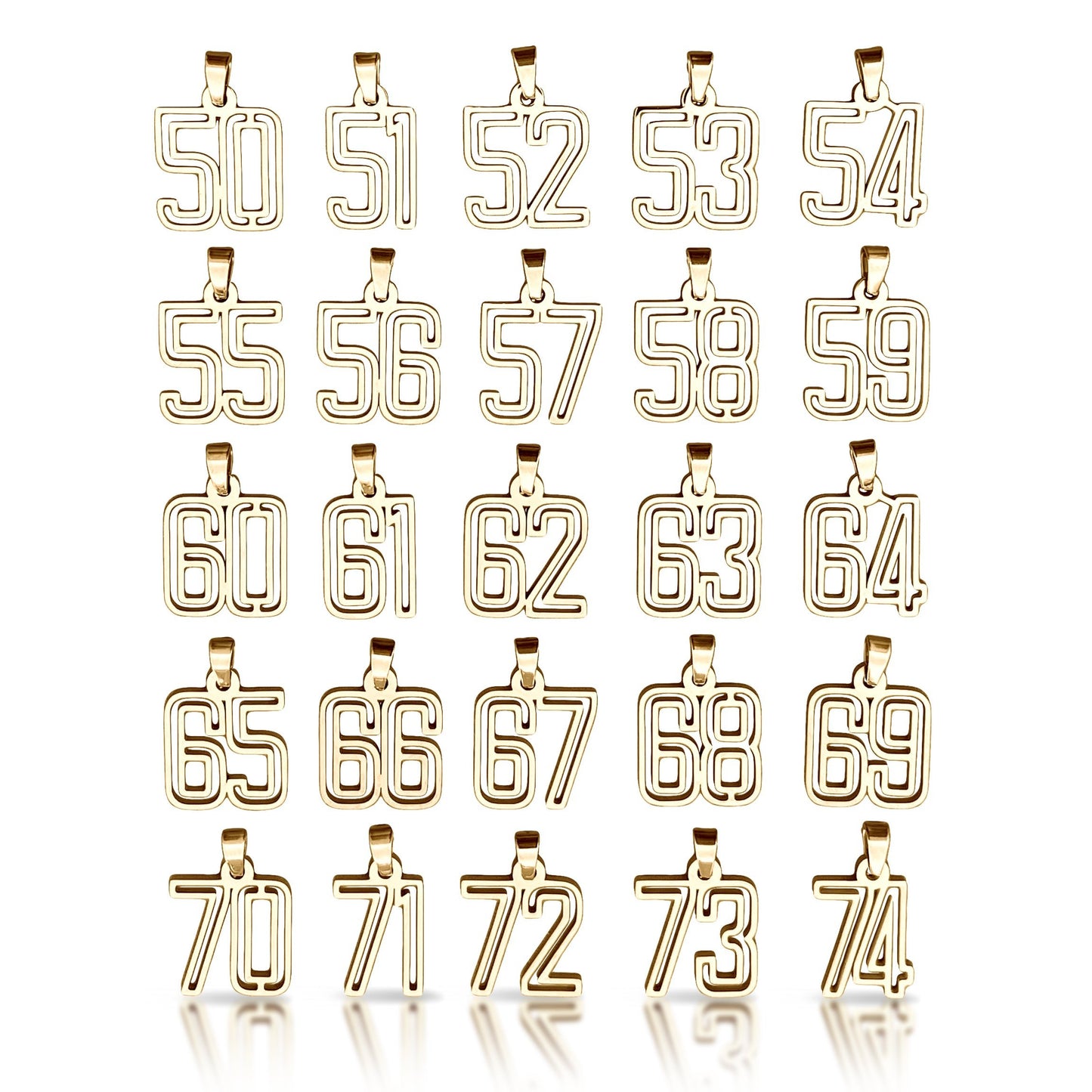 Varsity Number Pendant Necklace - 14K Gold Plated Stainless Steel