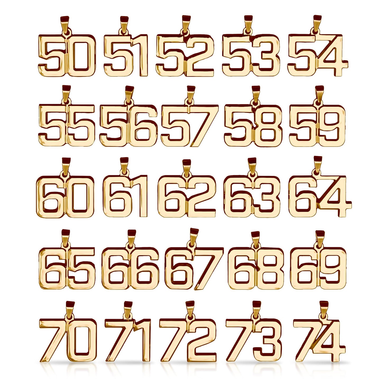 Pro Number Pendant - 14K Gold Plated Stainless Steel