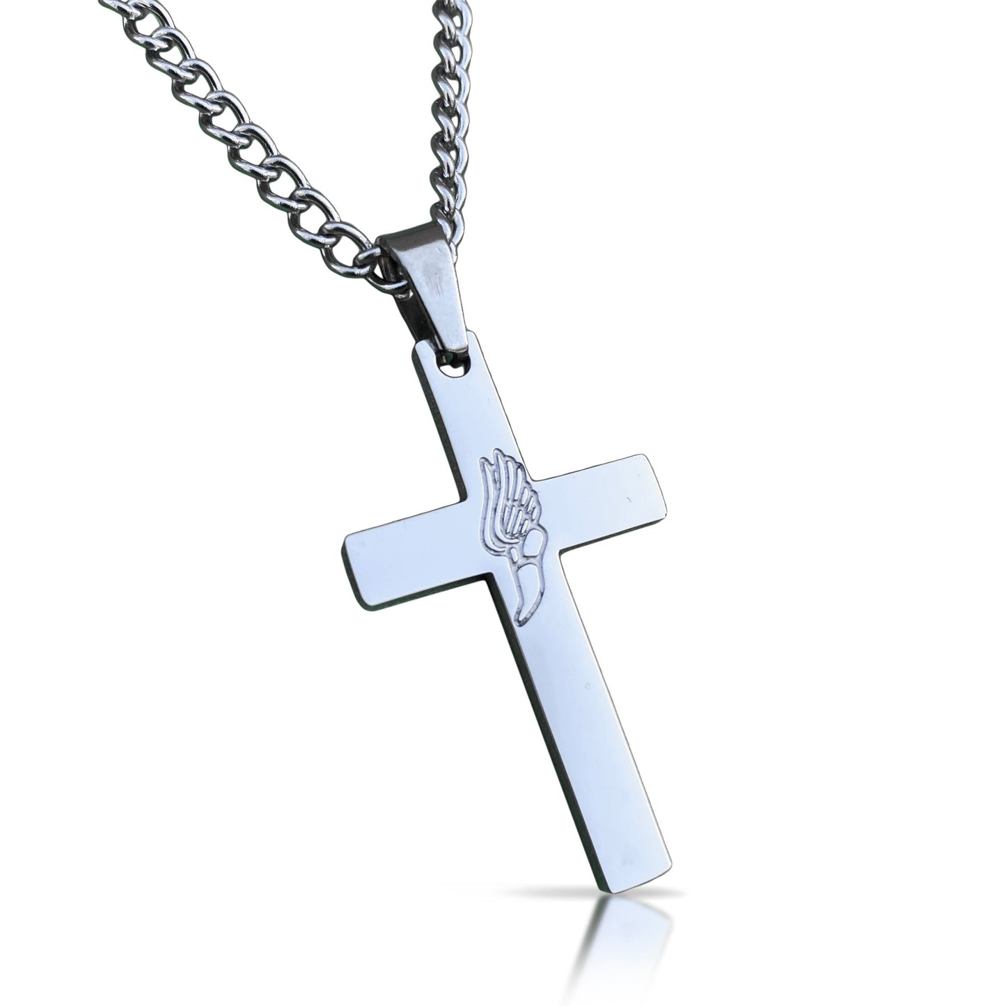 Track & Field Cross Pendant Necklace - Stainless Steel