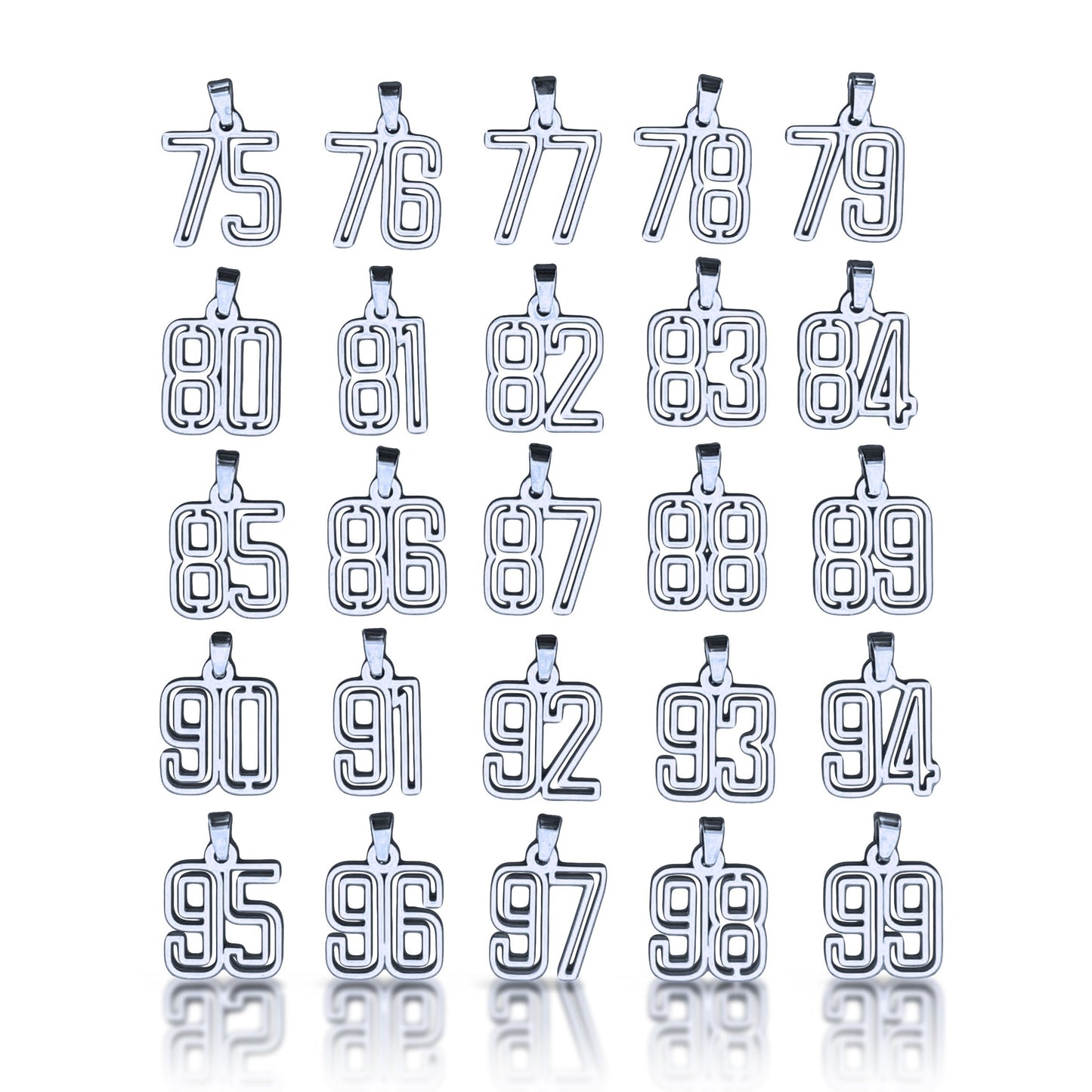Varsity Number Pendant Necklace - Stainless Steel