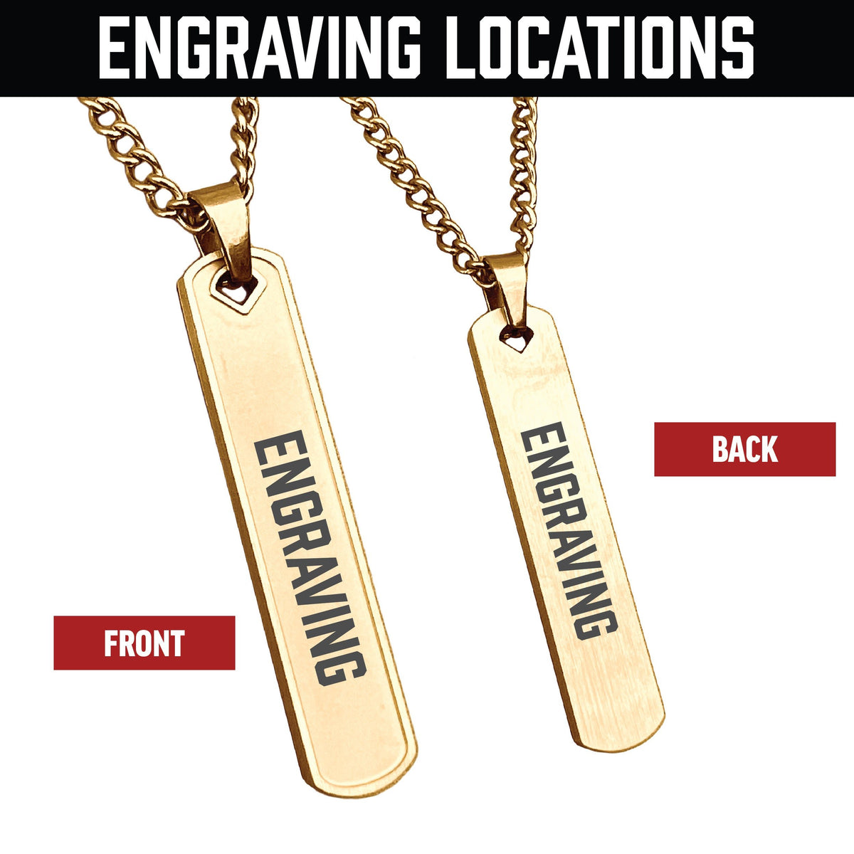Bar Pendant Necklace - 14K Gold Plated Stainless Steel