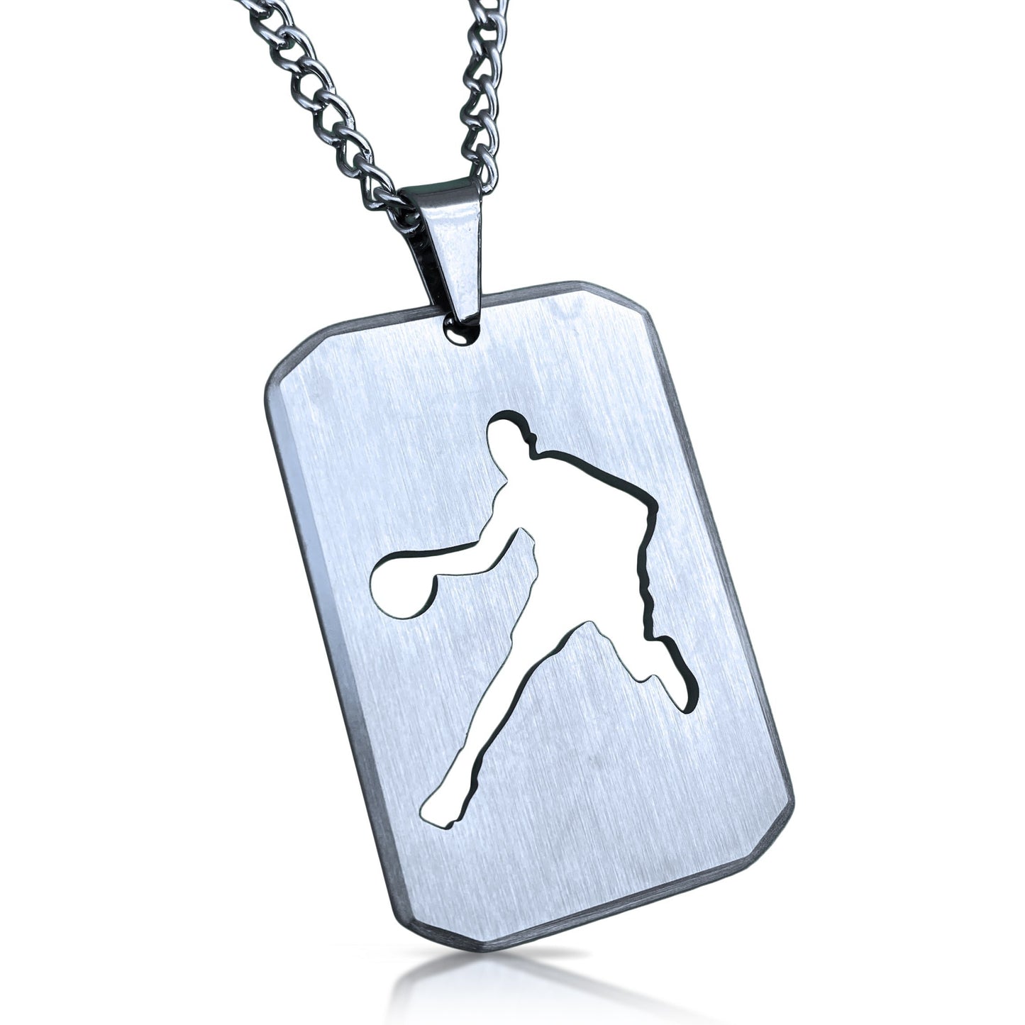 Basketball Cut Out Pendant Necklace - Stainless Steel