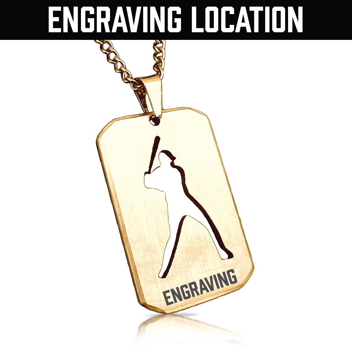 Baseball Cut Out Pendant Necklace - 14K Gold Plated Stainless Steel