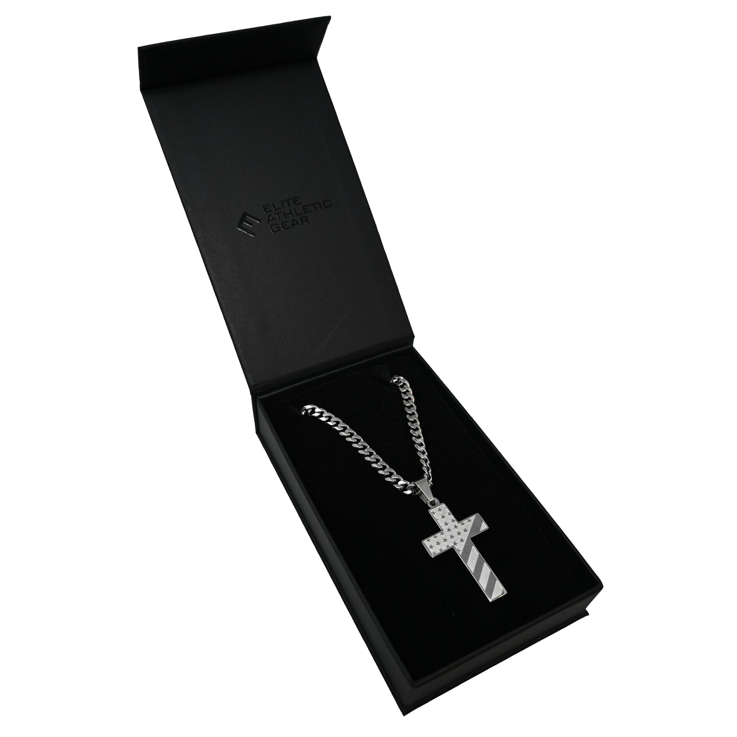 Pro USA Flag Cross Pendant Necklace - Stainless Steel