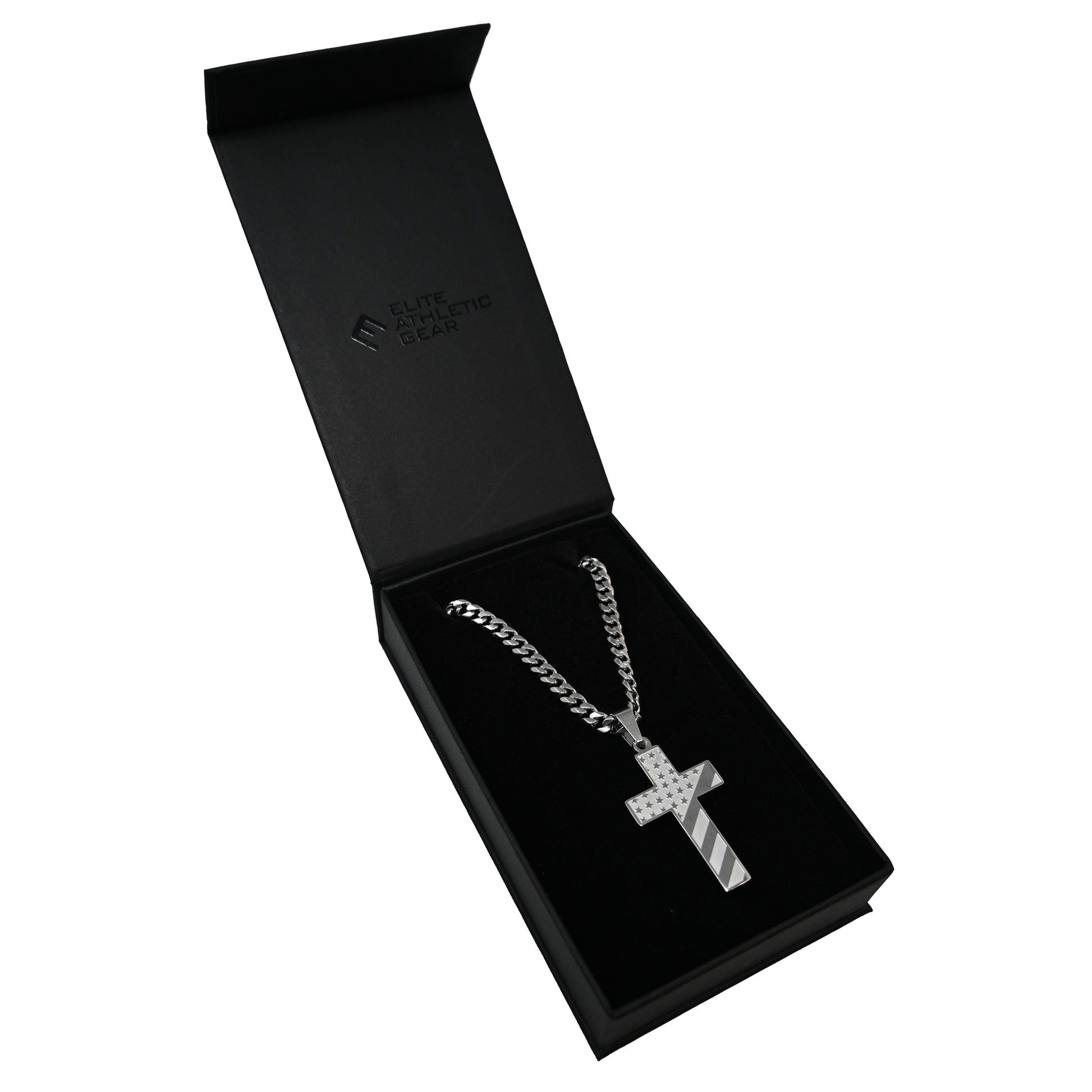 Pro USA Flag Cross Pendant Necklace - Stainless Steel